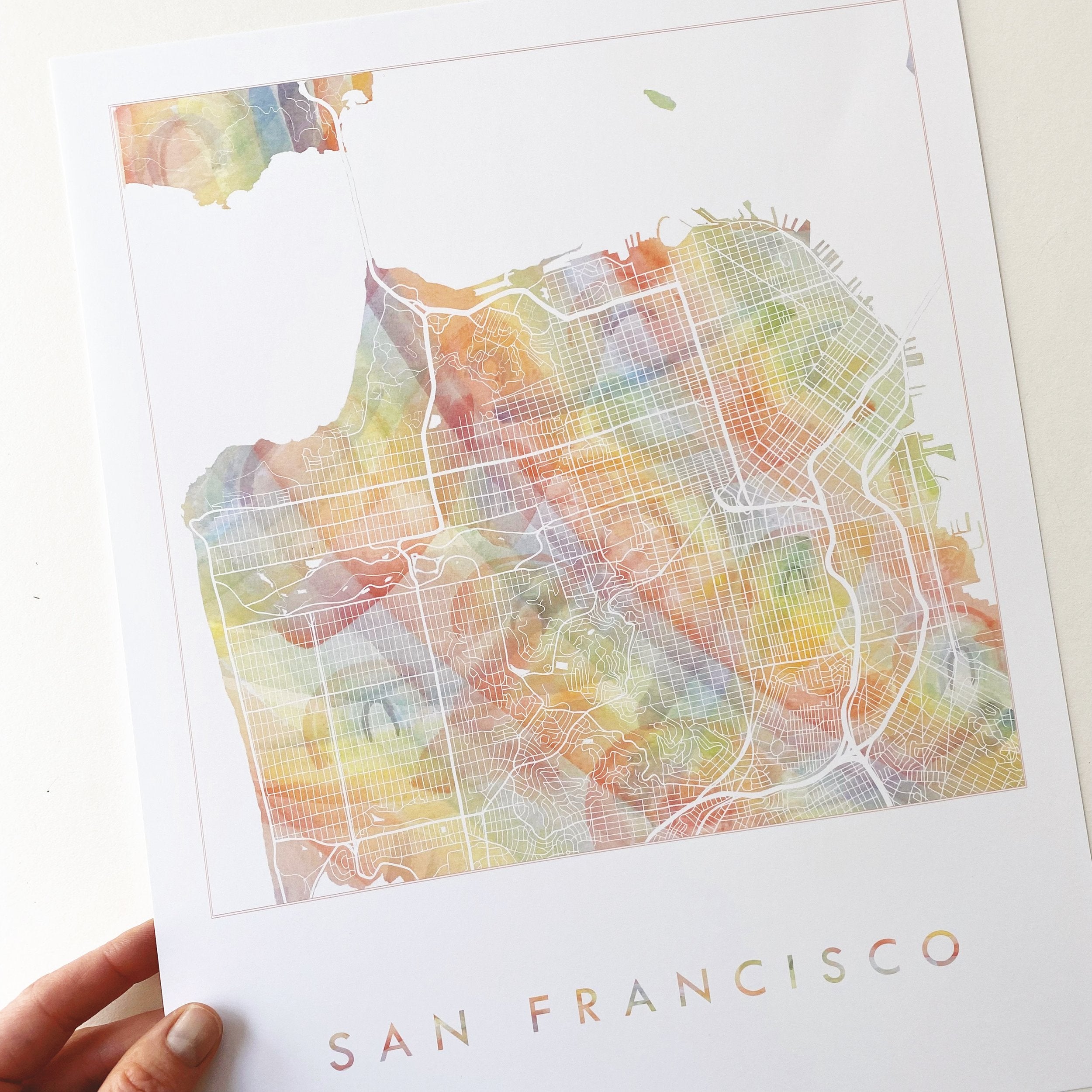 SAN FRANCISCO Pride Rainbow Watercolor Map: PRINT