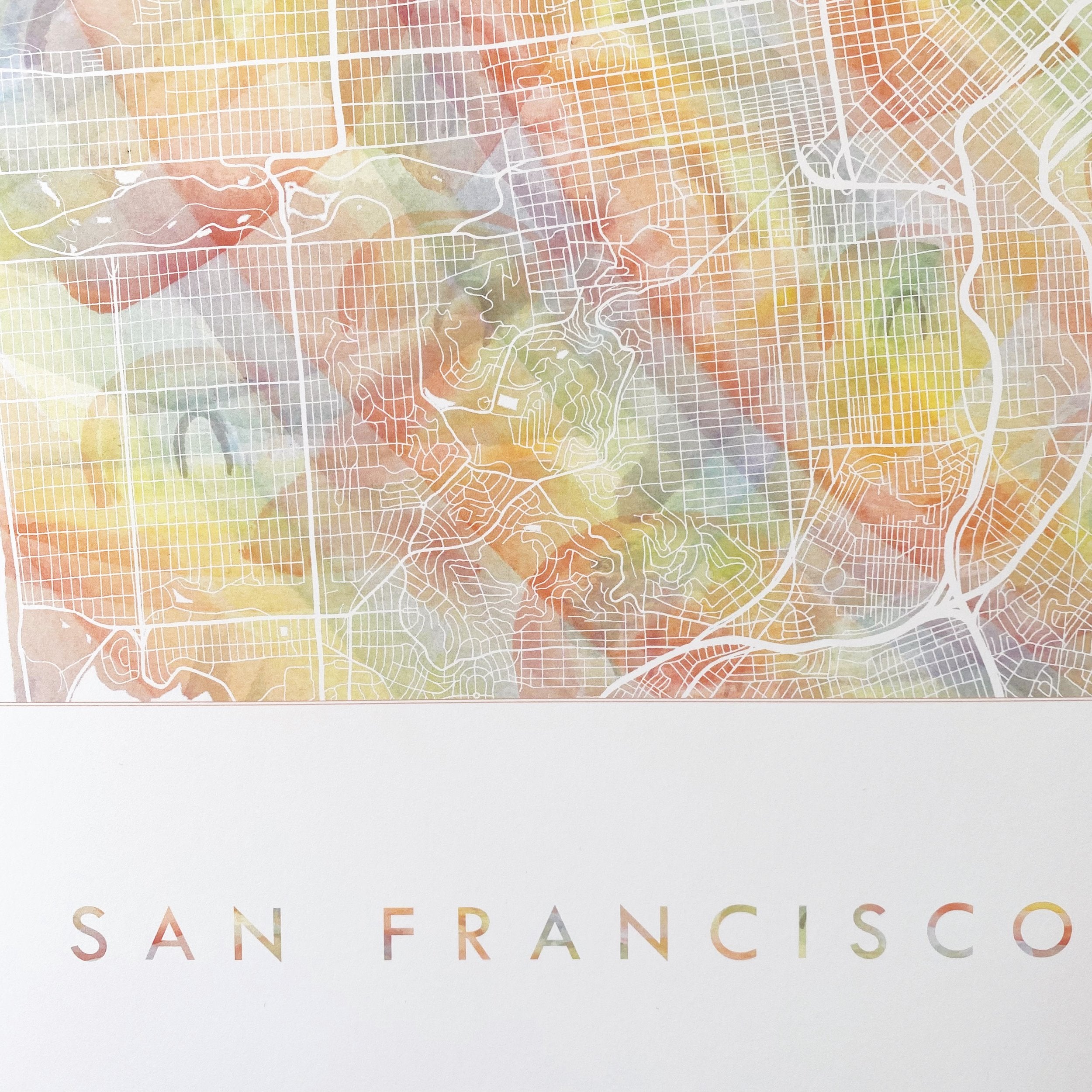 SAN FRANCISCO Pride Rainbow Watercolor Map: PRINT
