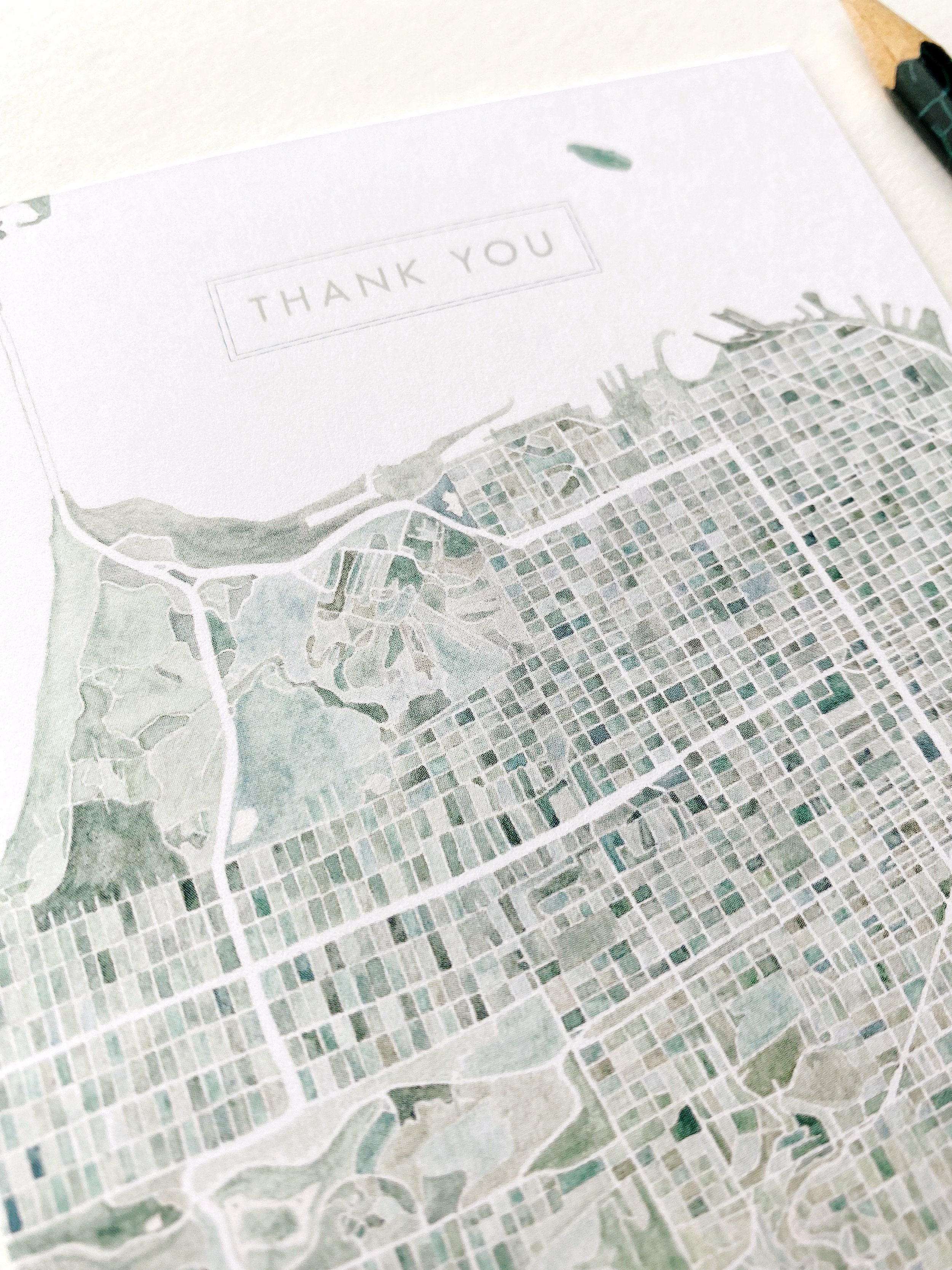 SAN FRANCISCO California Watercolor Map - thank you card