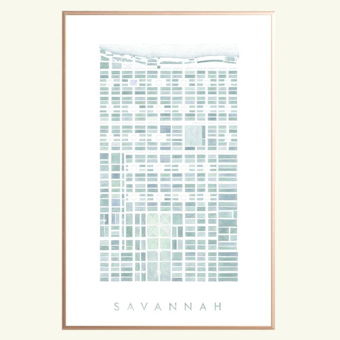SAVANNAH Watercolor City Blocks Map: PRINT