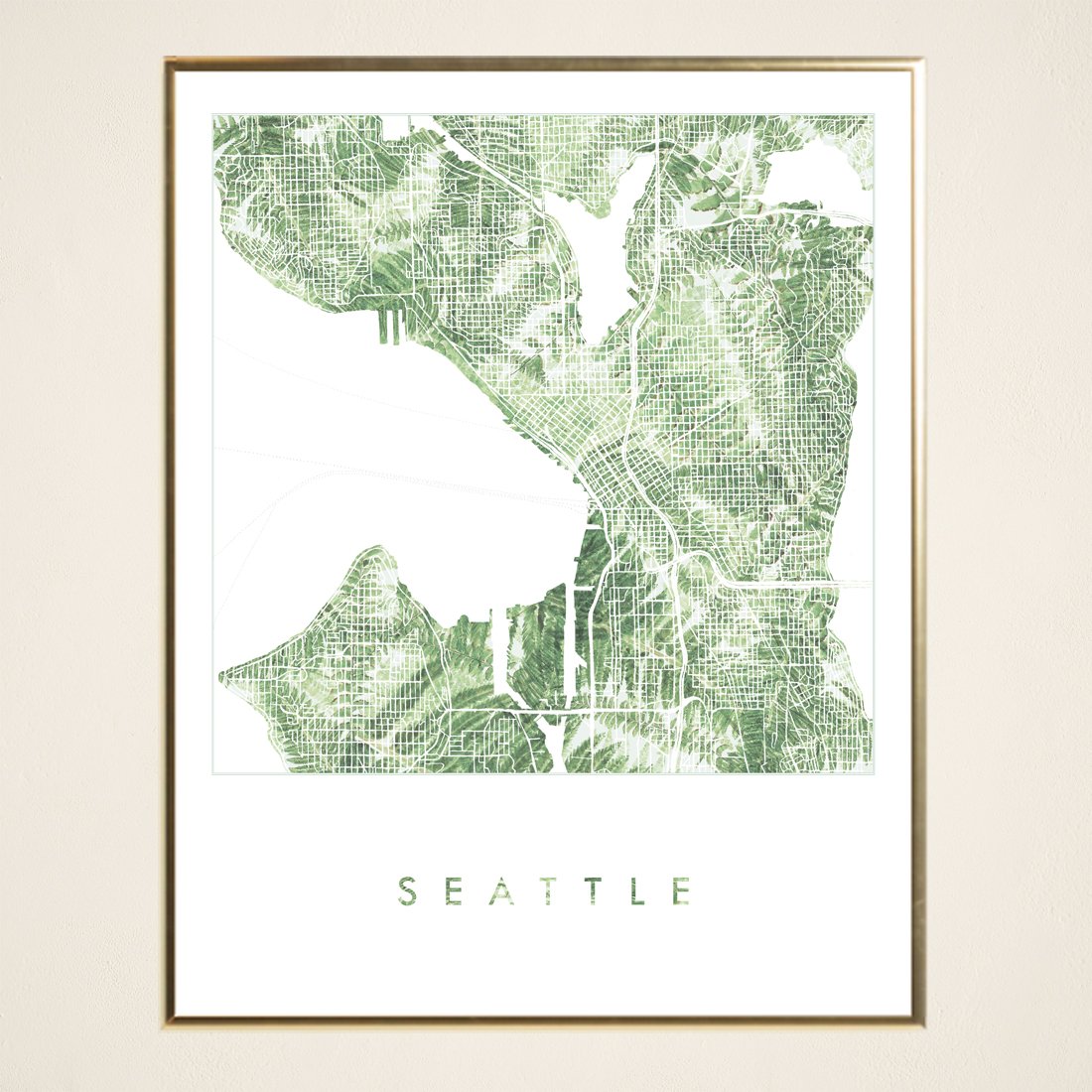 SEATTLE Washington Ferns Botanical Map: PRINT