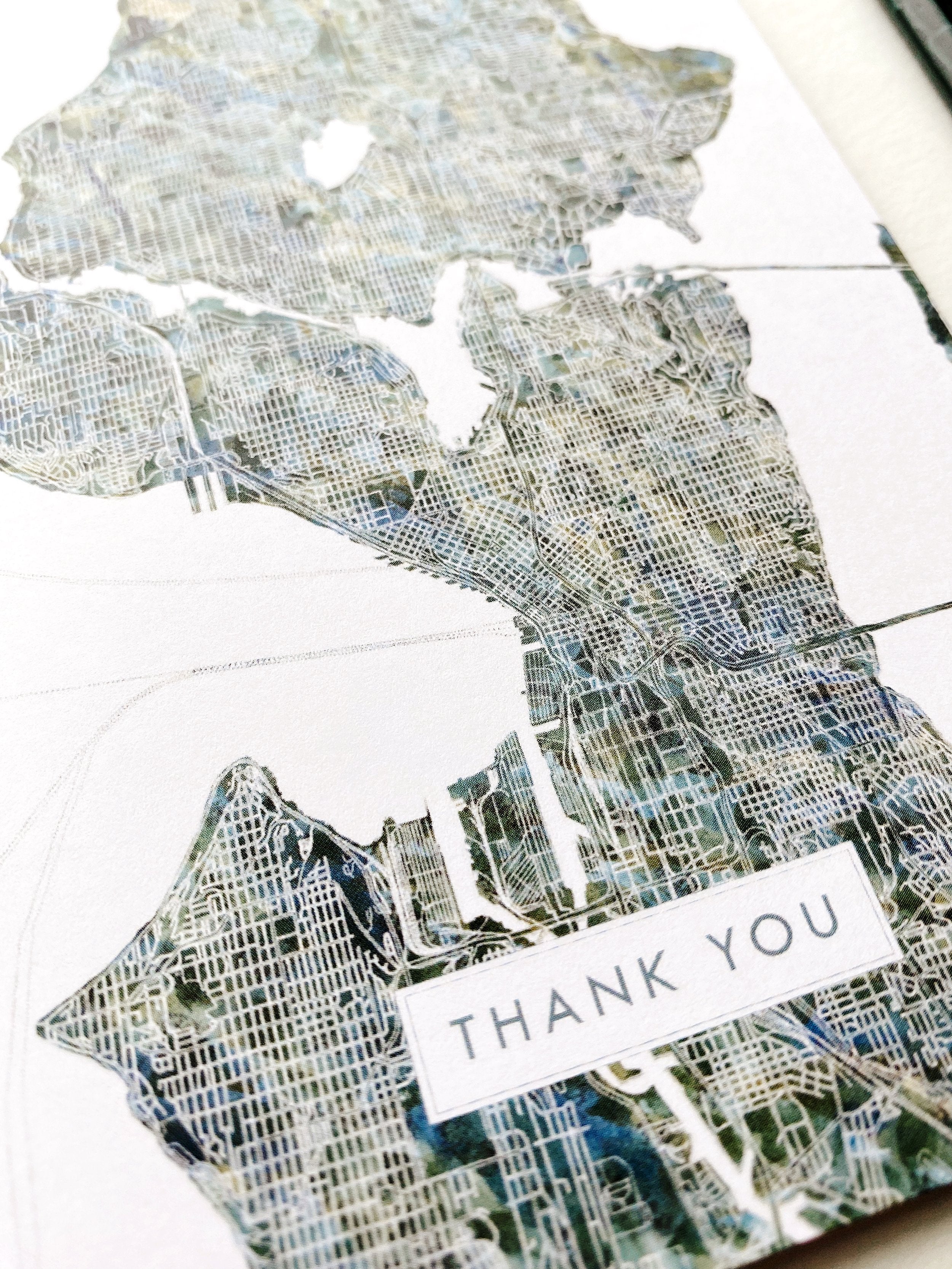 SEATTLE Washington Watercolor Map - thank you card