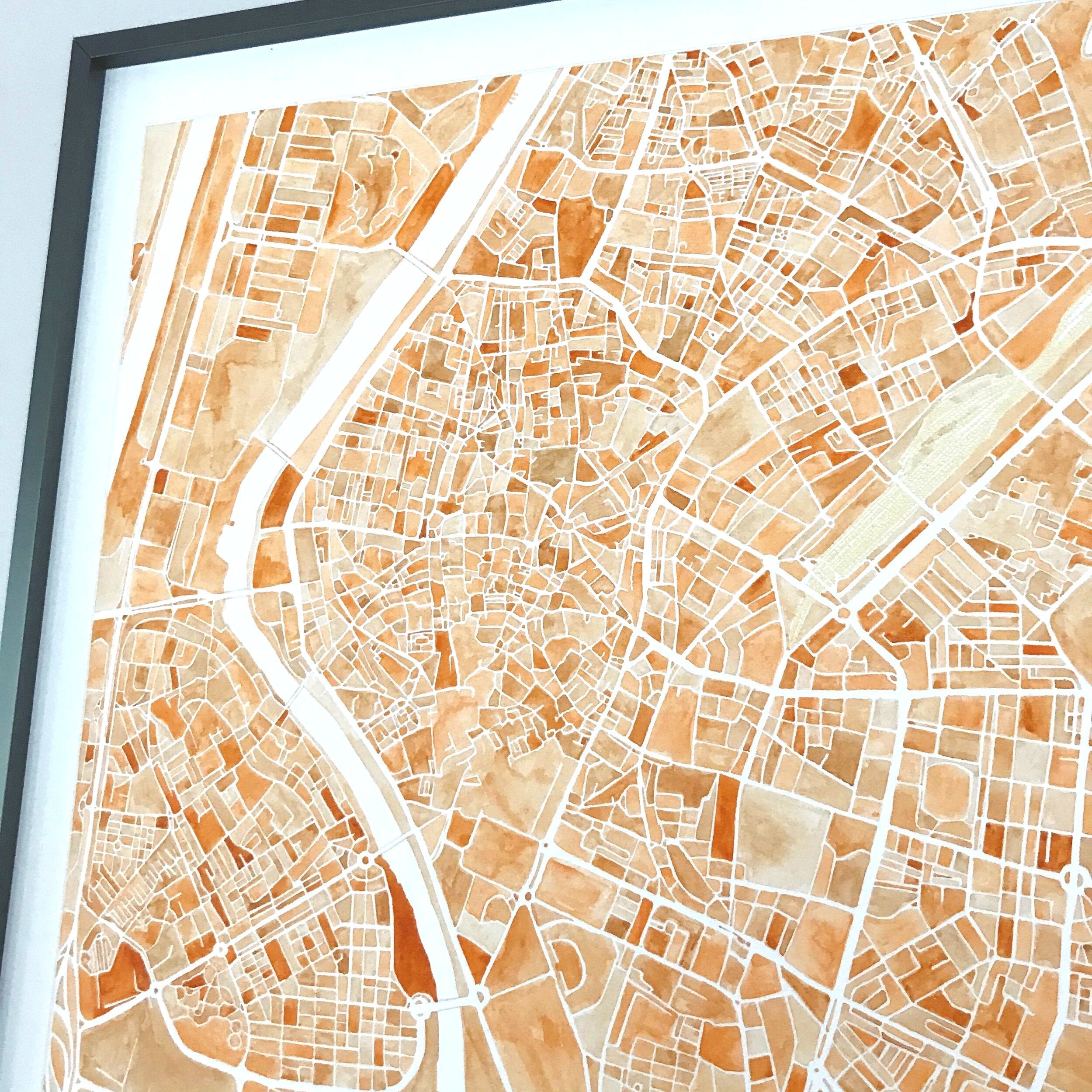 SEVILLE Watercolor City Blocks Map: PRINT