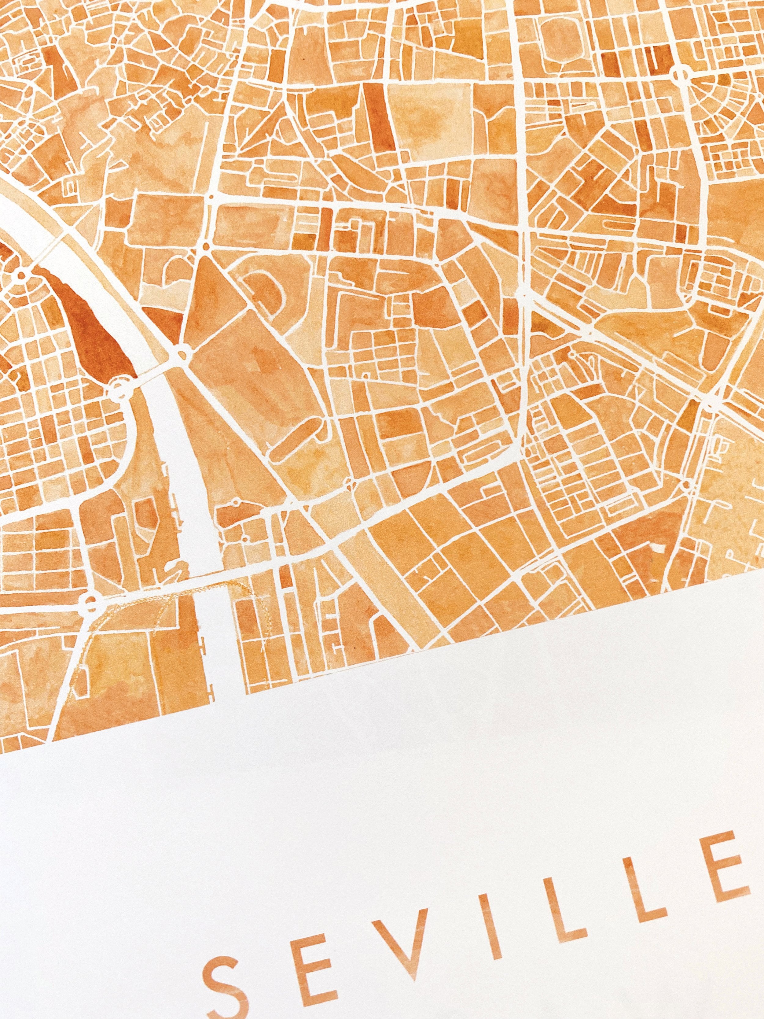 SEVILLE Watercolor City Blocks Map: PRINT