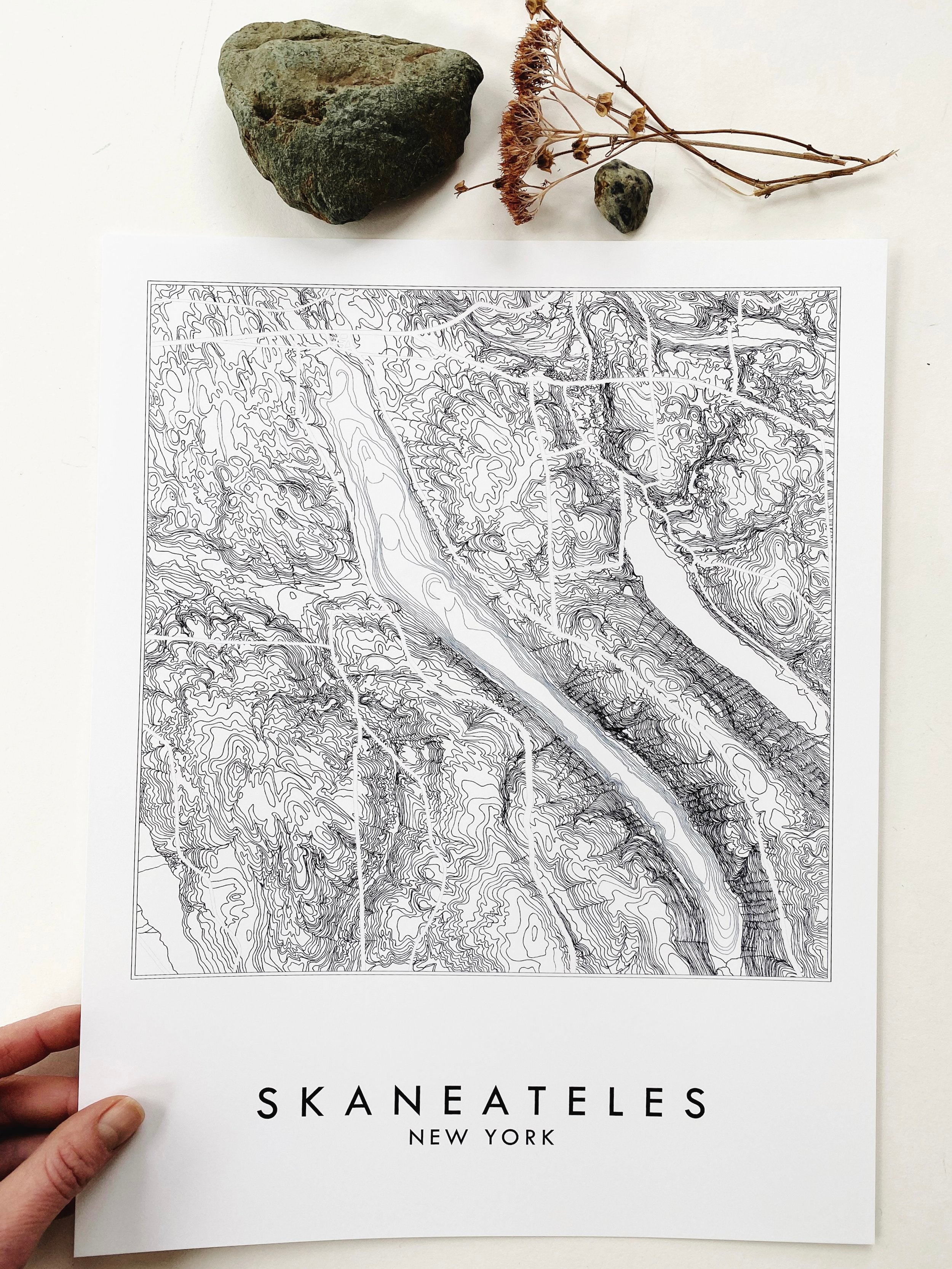 SKANEATELES Lake Topographical Map Drawing: PRINT