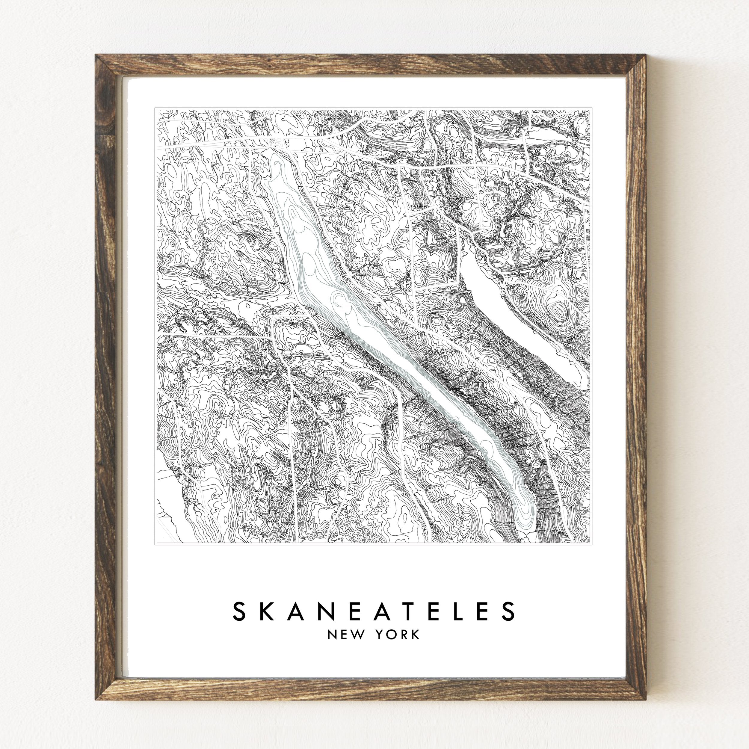 SKANEATELES Lake Topographical Map Drawing: PRINT