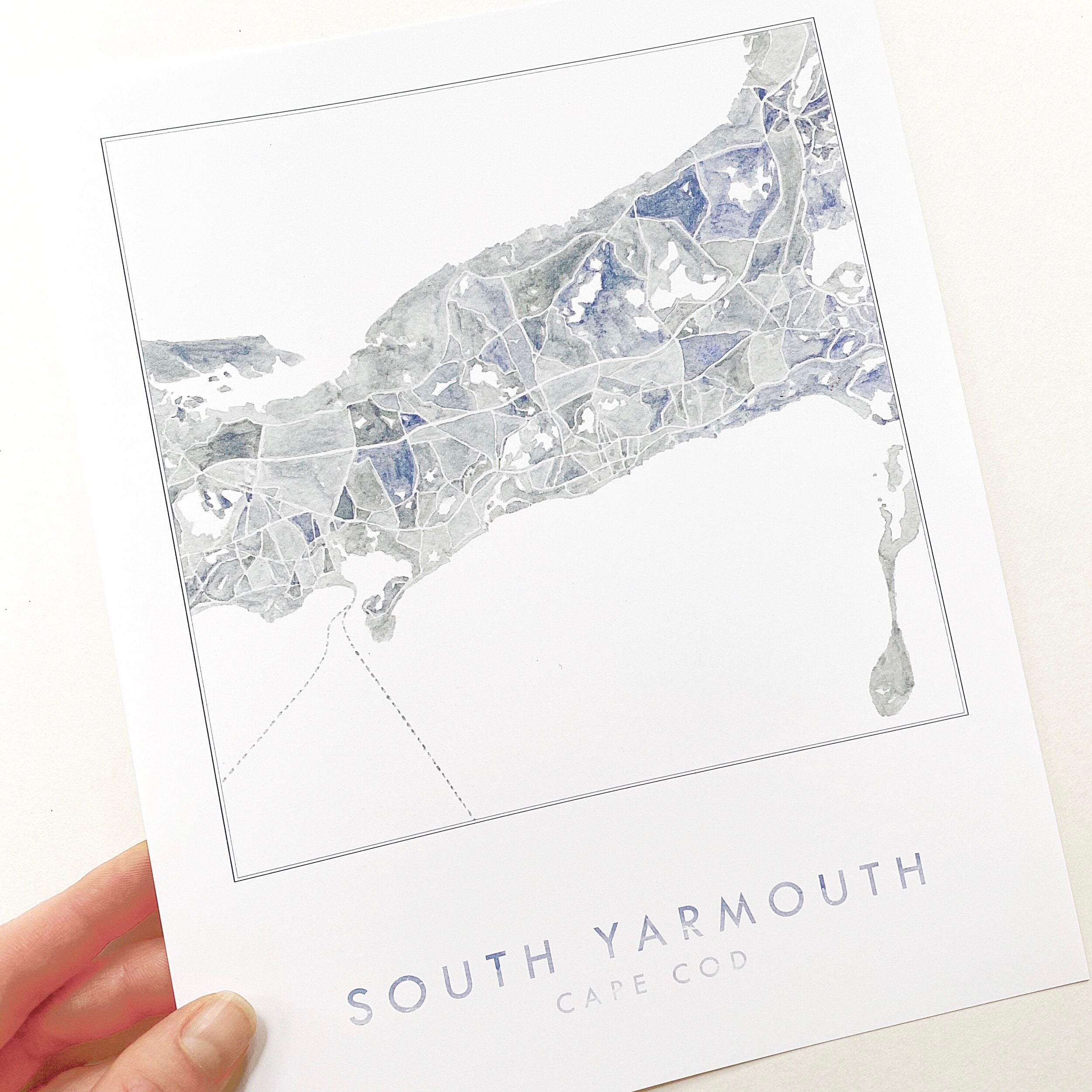 CAPE COD Hyannis Yarmouth Dennis Watercolor City Blocks Map: PRINT