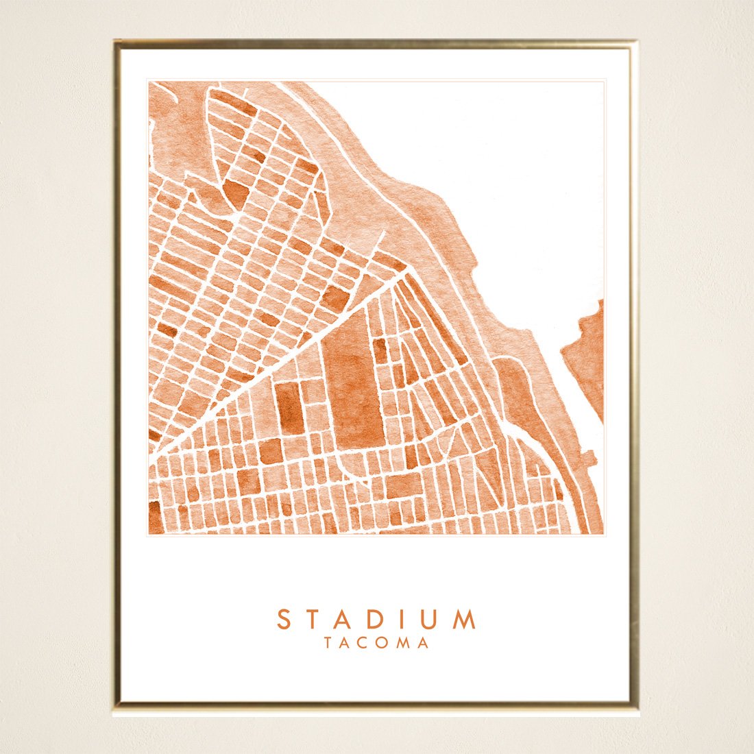 Stadium District TACOMA Neighborhood Watercolor Map: PRINT