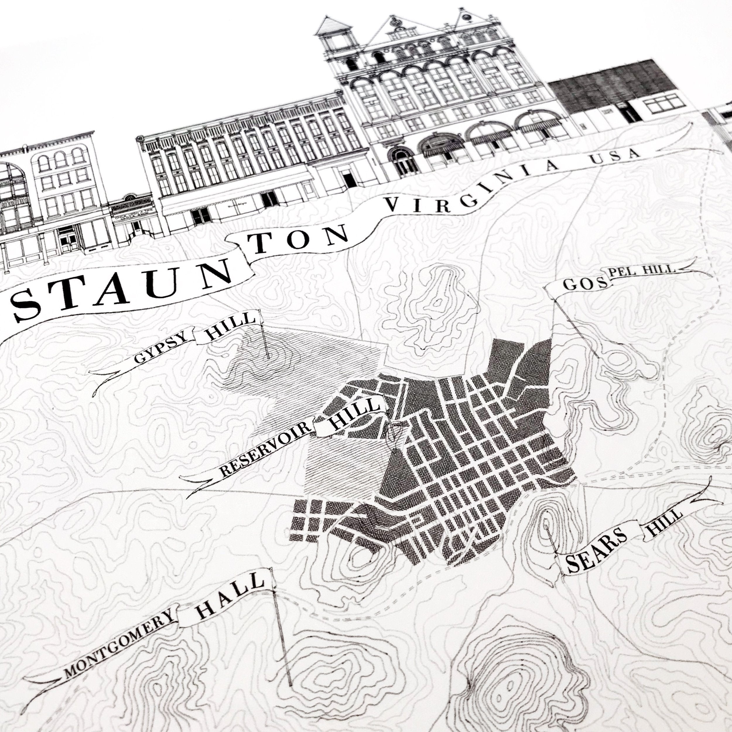 STAUNTON Virginia Archi-Topo Map: PRINT