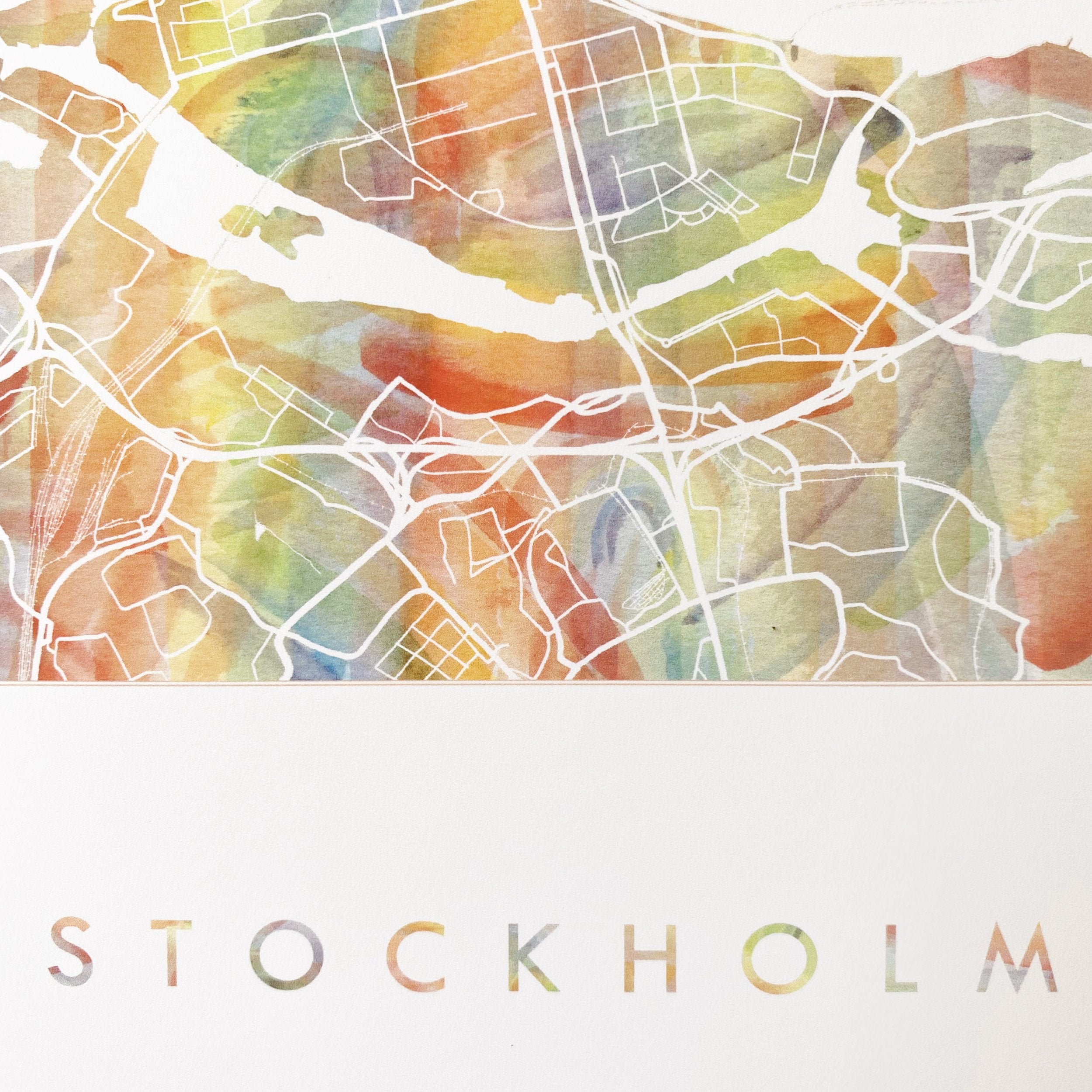 STOCKHOLM Pride Rainbow Watercolor Map: PRINT