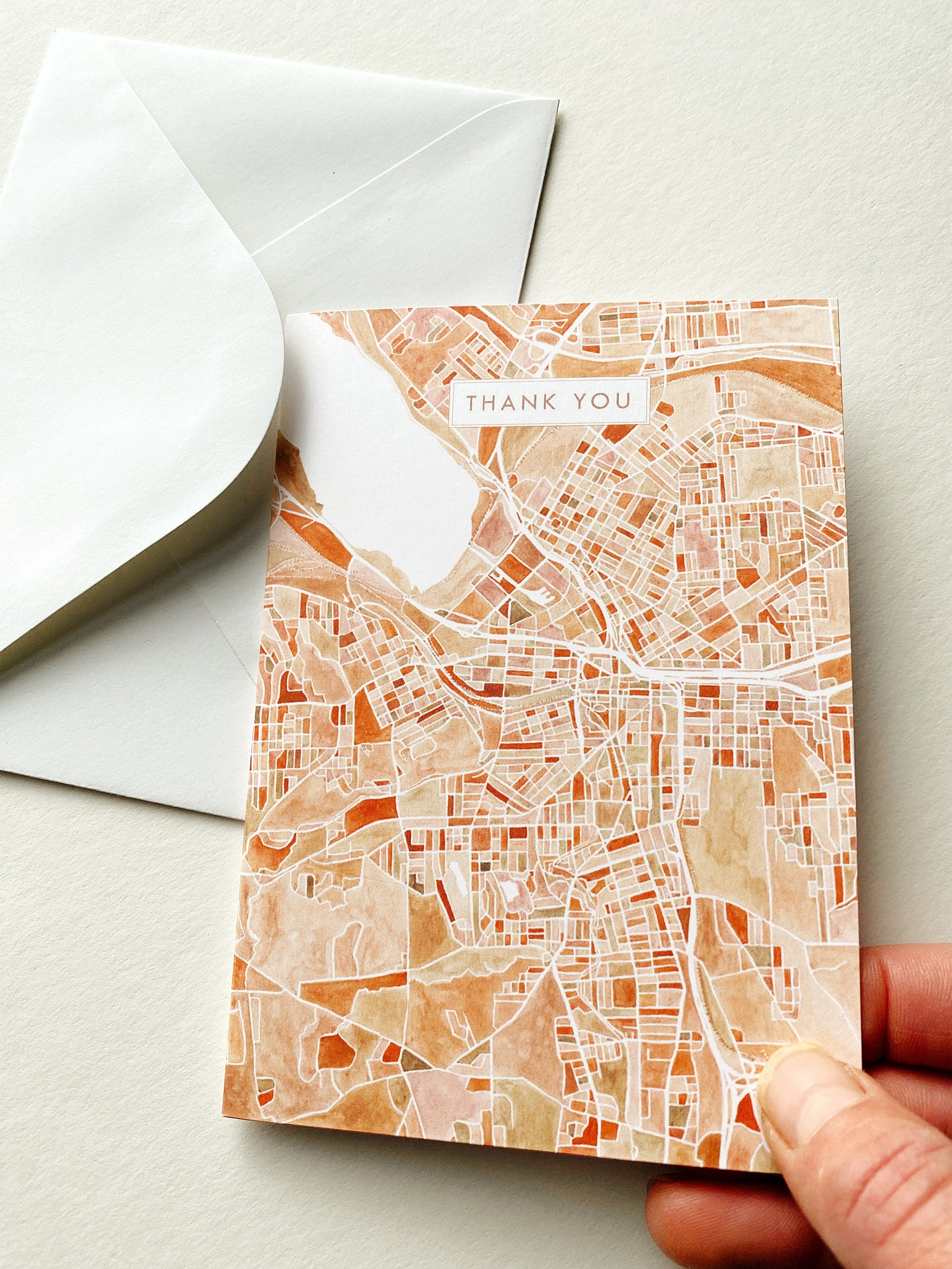 SYRACUSE New York Watercolor Map - thank you card
