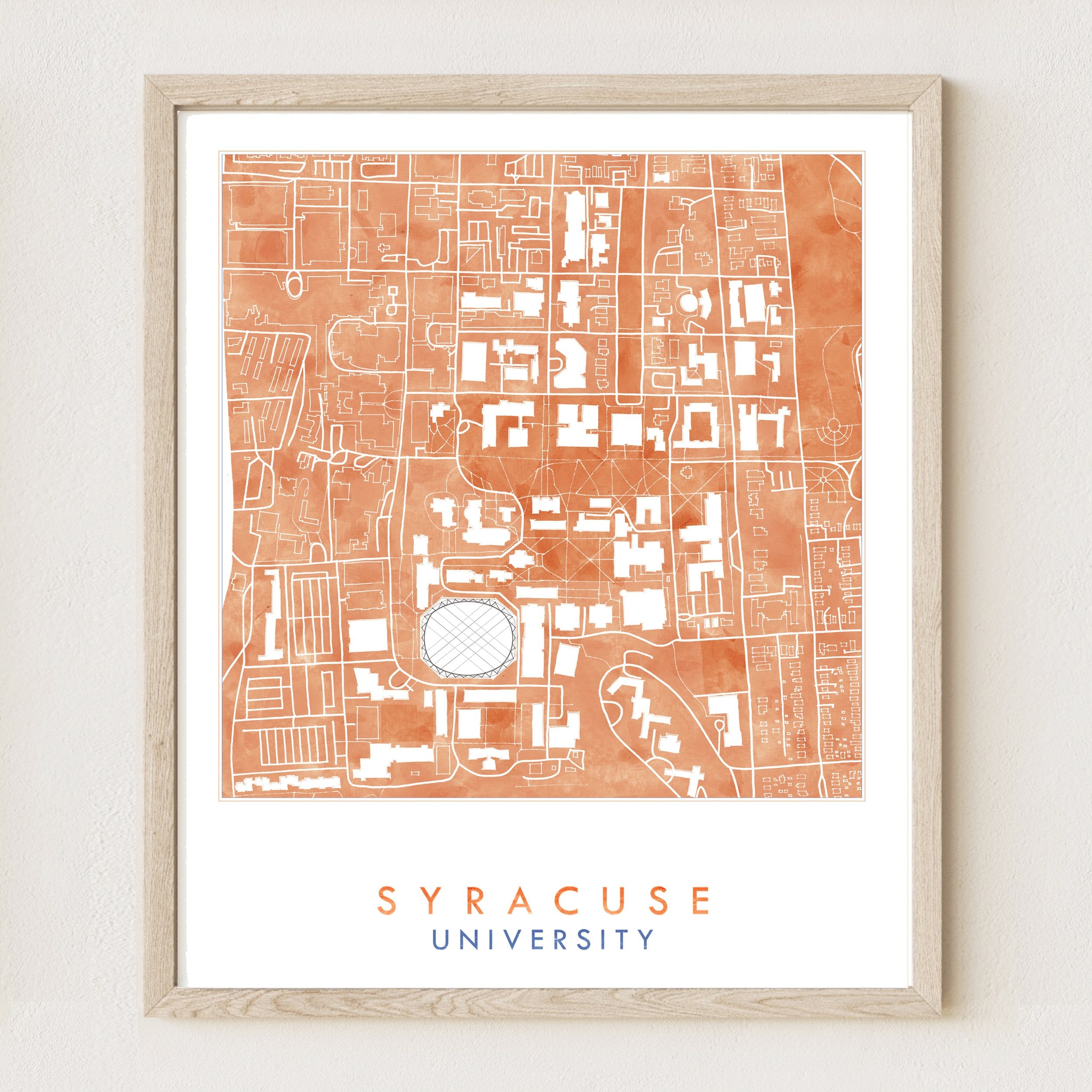 SYRACUSE UNIVERSITY Campus Watercolor Map: PRINT