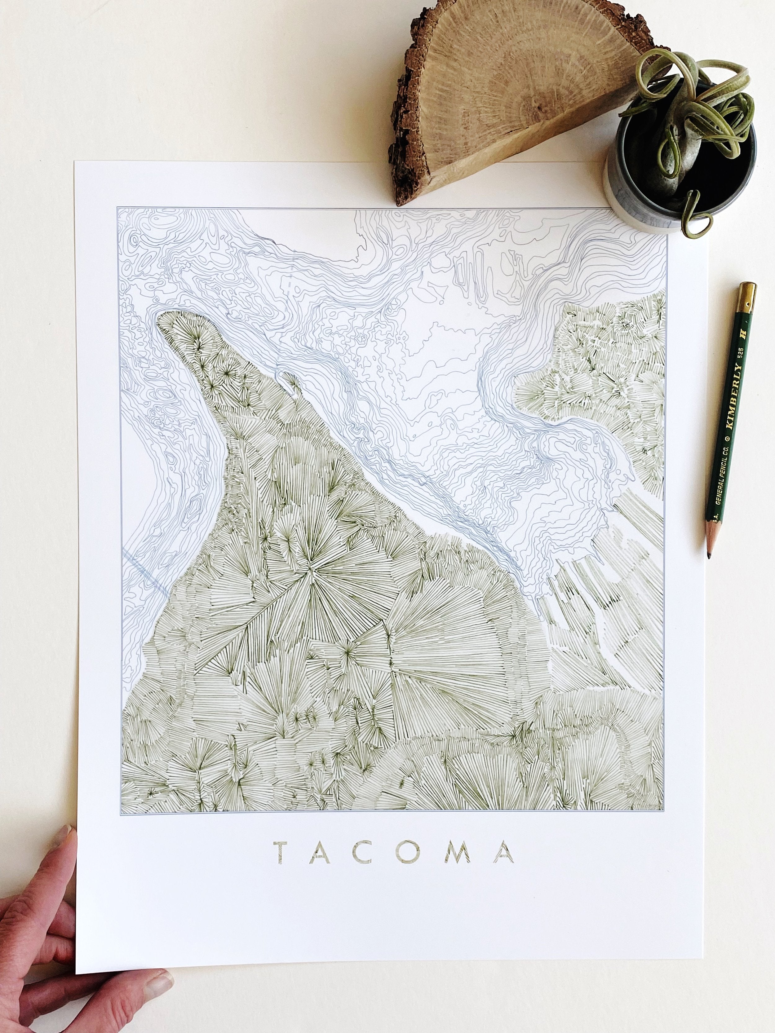 TACOMA Land + Water Map Drawing: PRINT