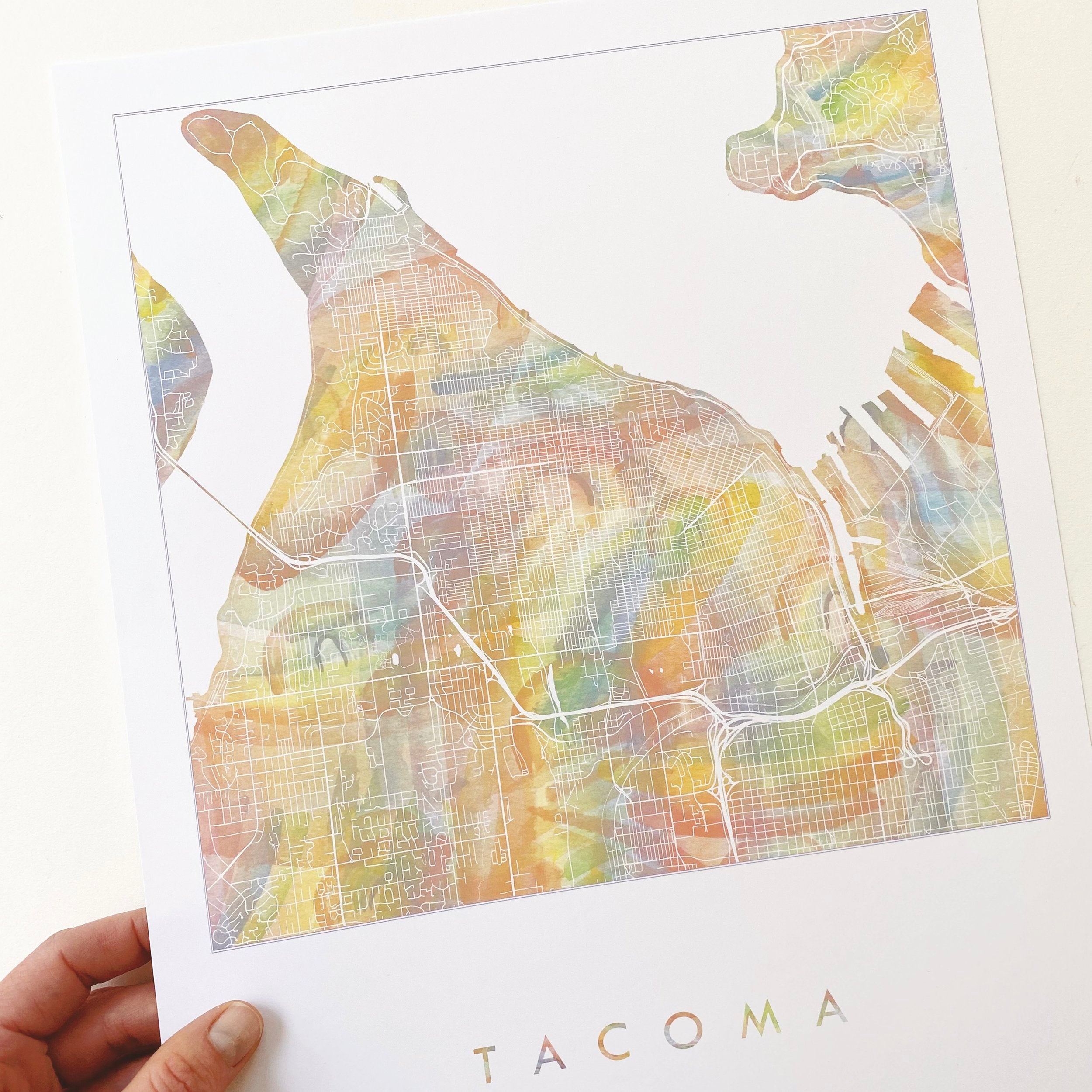 TACOMA Pride Rainbow Watercolor Map: PRINT
