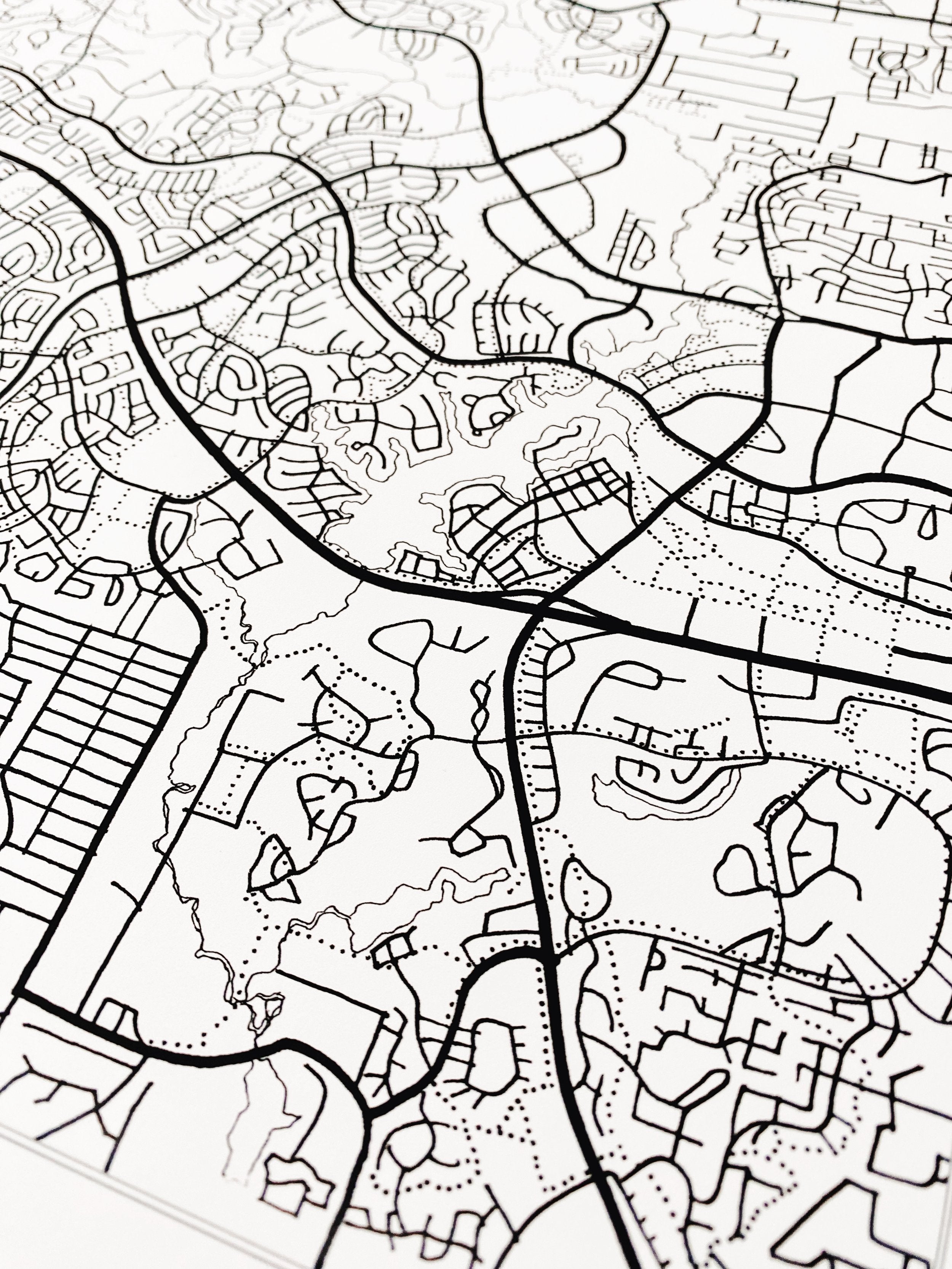 The WOODLANDS City Lines Map: PRINT