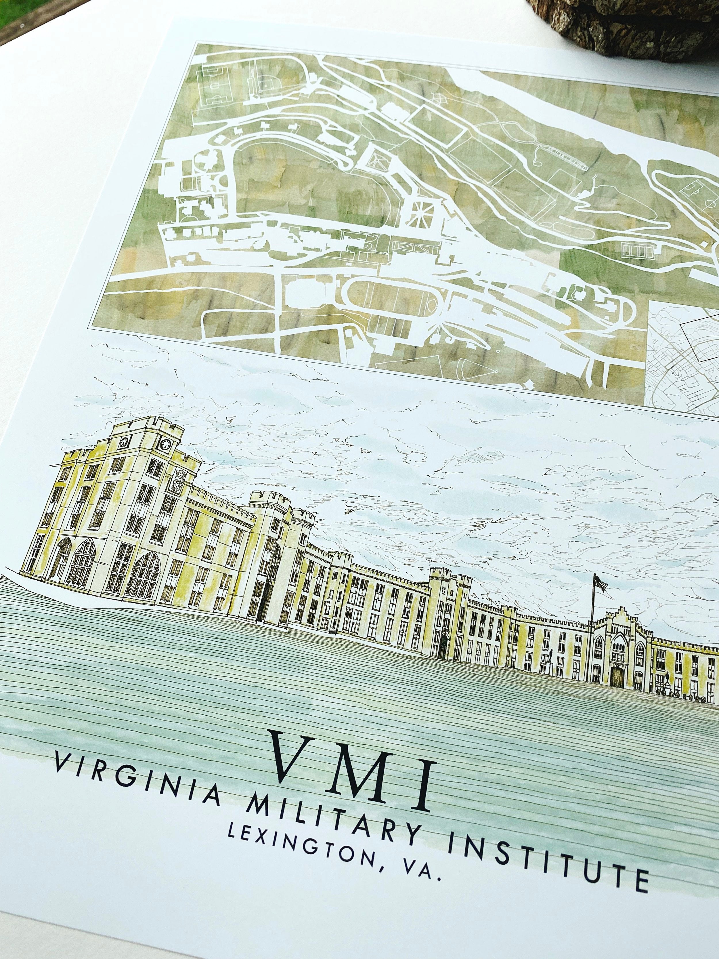 VIRGINIA MILITARY INSTITUTE Campus Watercolor Map: PRINT