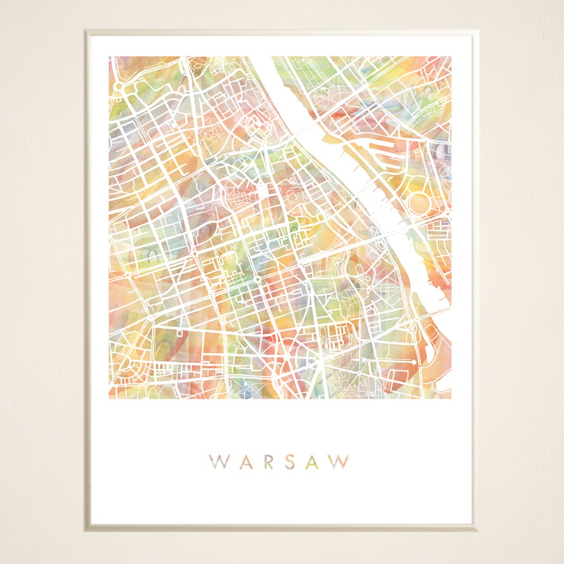 WARSAW Pride Rainbow Watercolor Map: PRINT