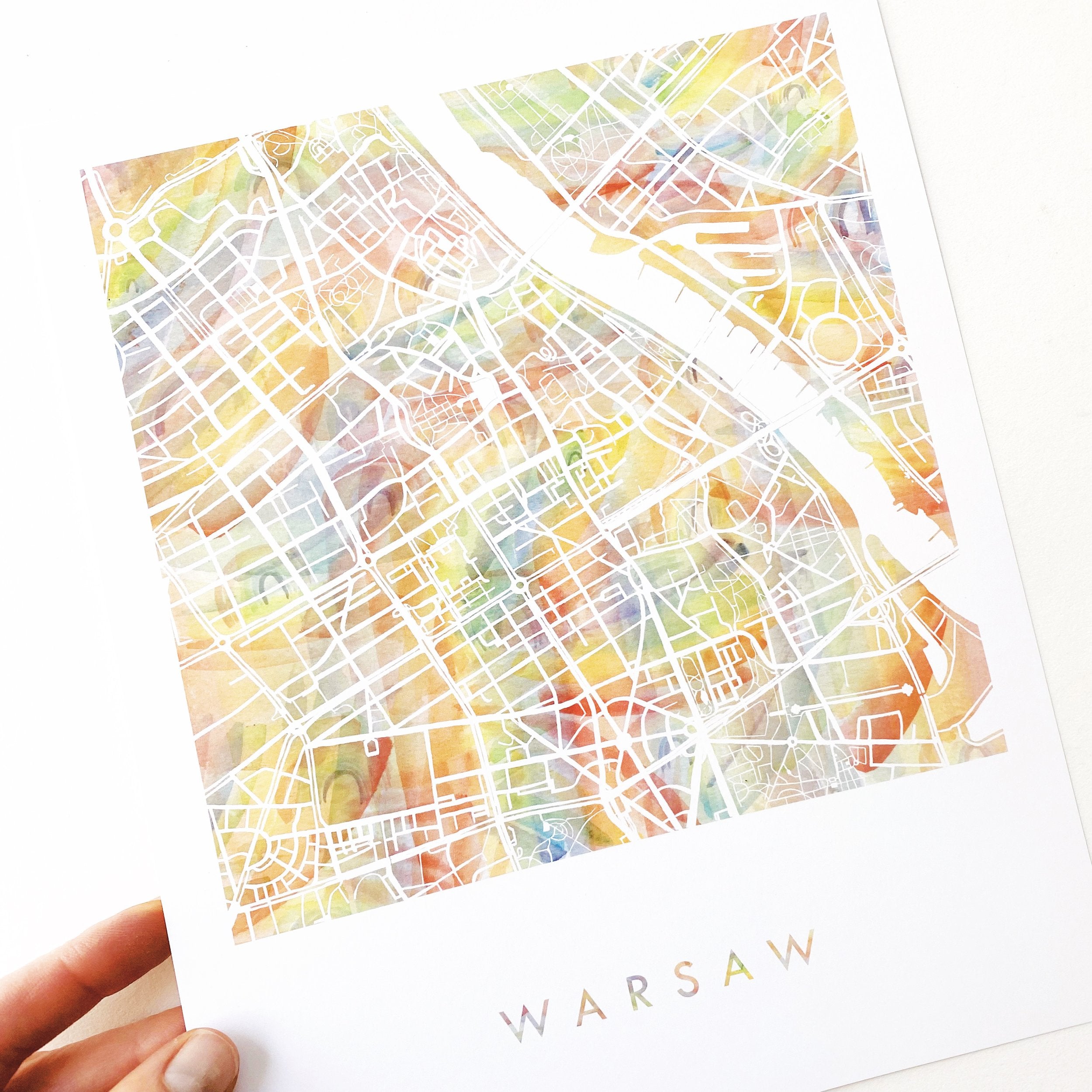 WARSAW Pride Rainbow Watercolor Map: PRINT