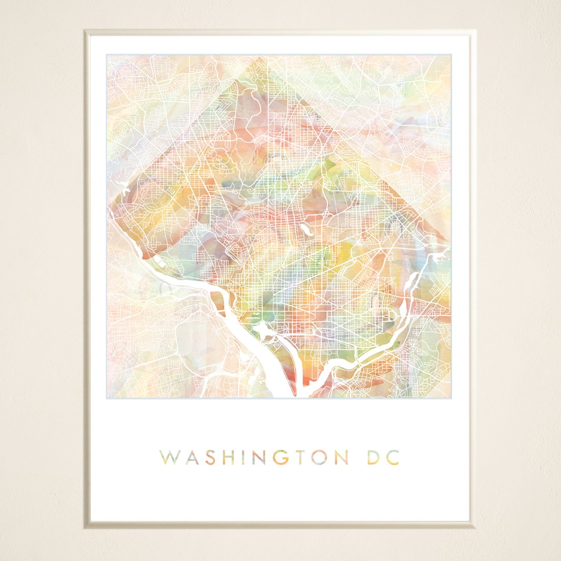 WASHINGTON DC Pride Rainbow Watercolor Map: PRINT