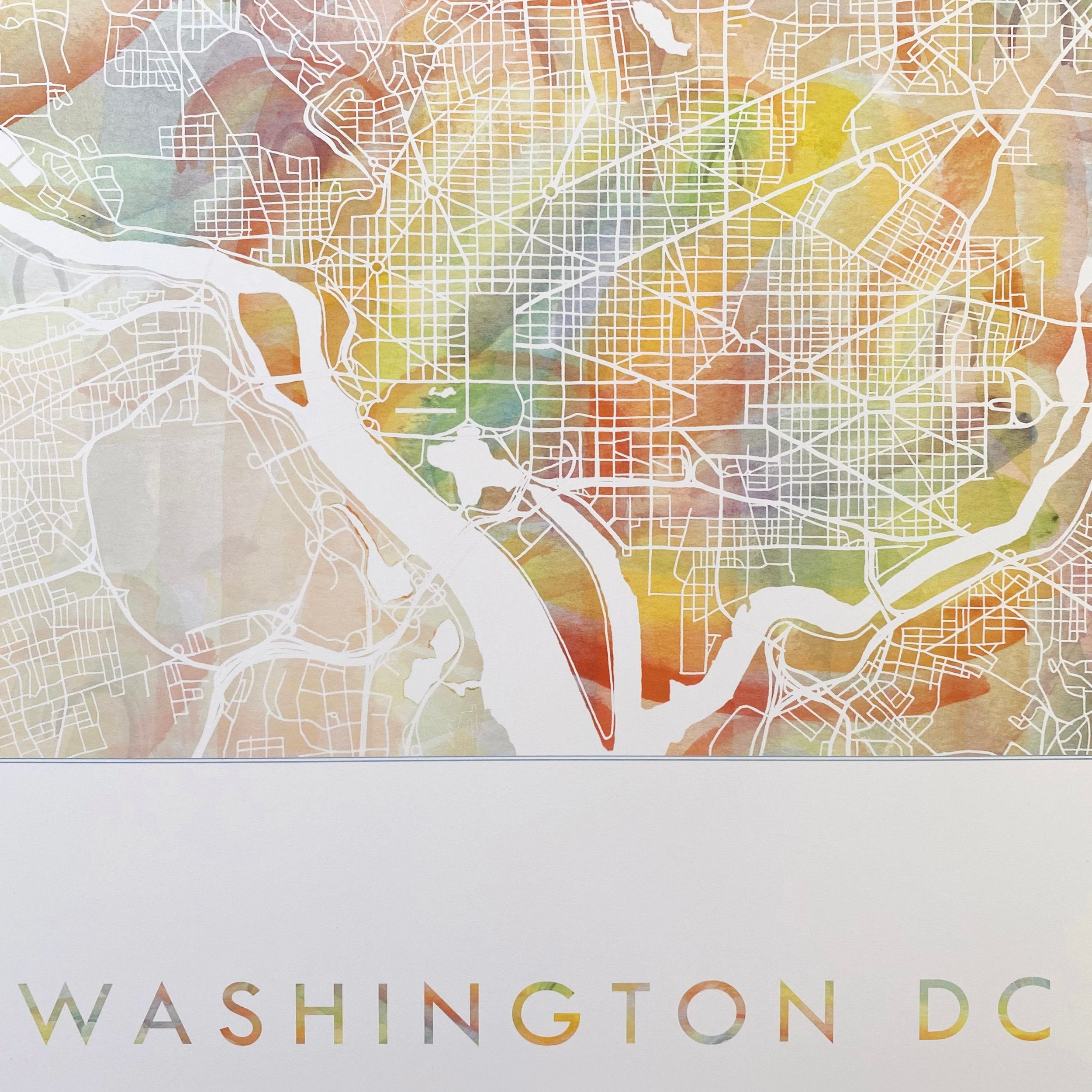 WASHINGTON DC Pride Rainbow Watercolor Map: PRINT