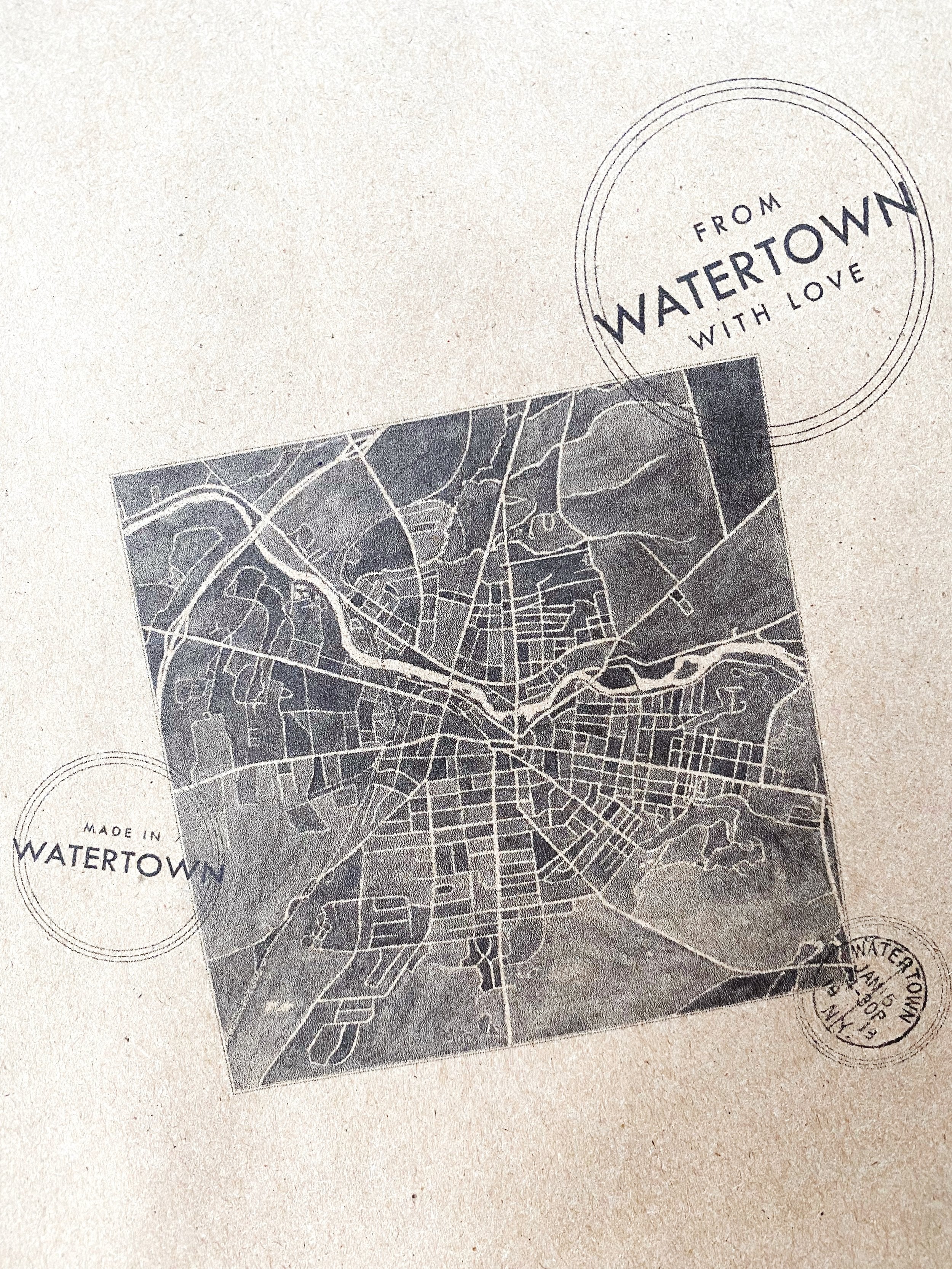 WATERTOWN NY Watercolor City Blocks Map: GIFT BUNDLE