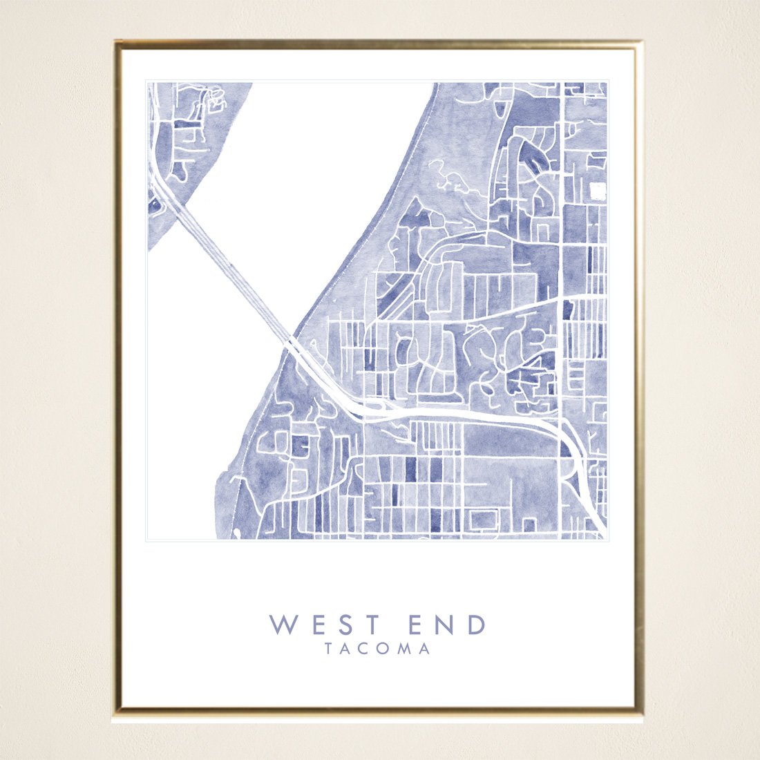 West End TACOMA Neighborhood Watercolor Map: PRINT