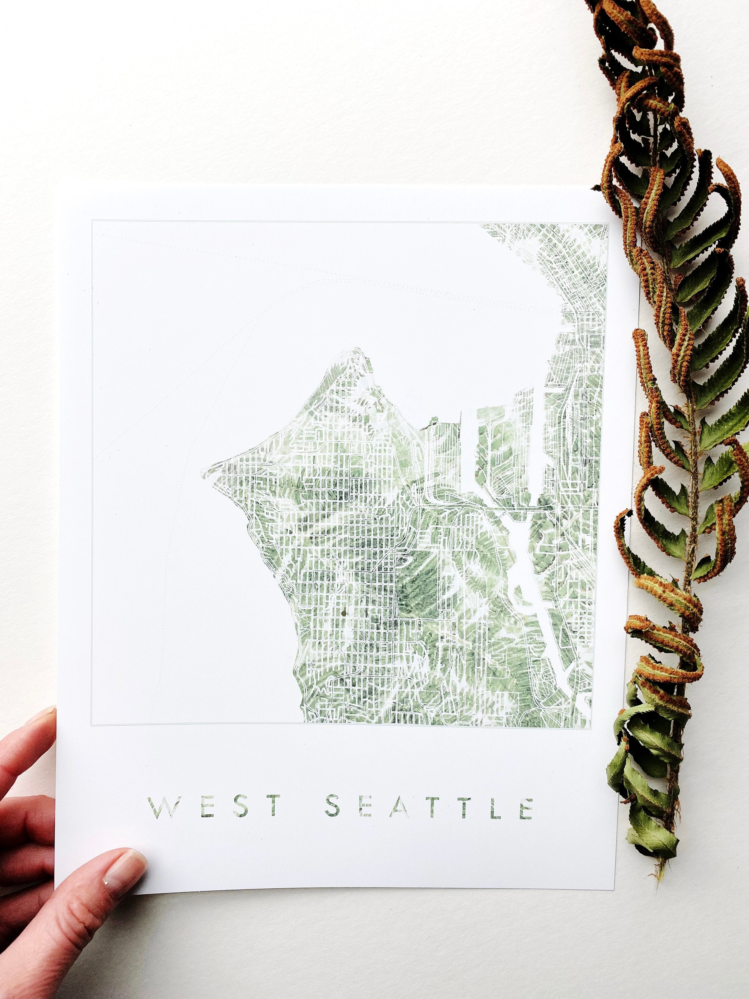 WEST SEATTLE Washington Ferns Botanical Map: PRINT