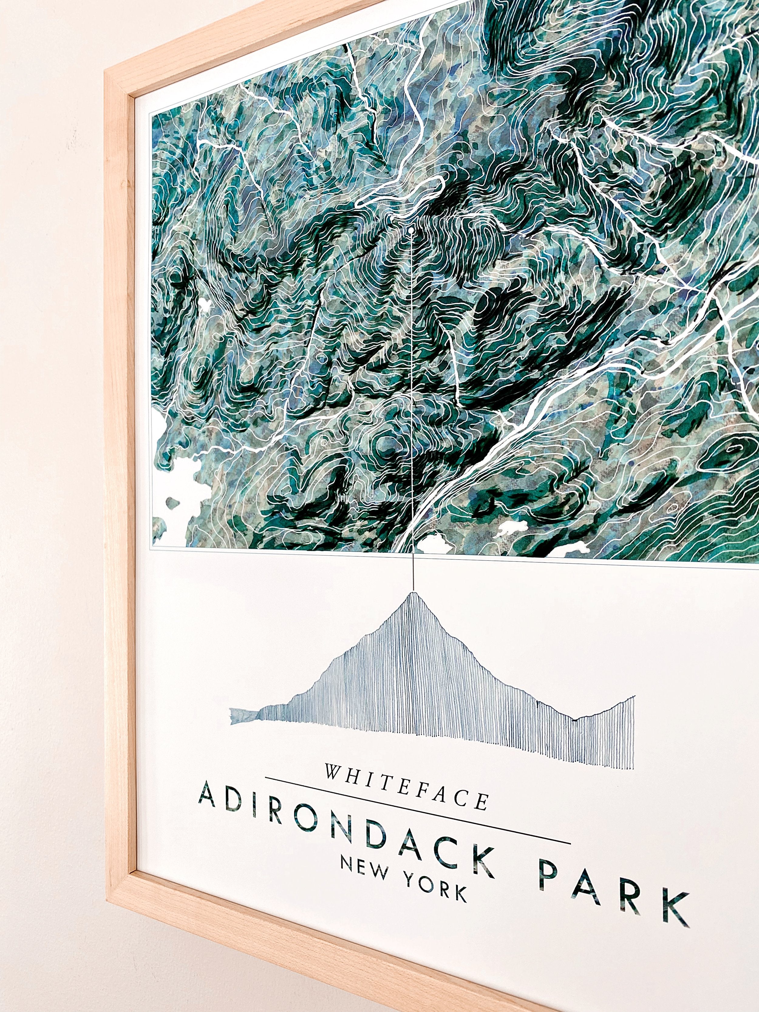 WHITEFACE Mountain Topographical Watercolor Map Drawing: PRINT