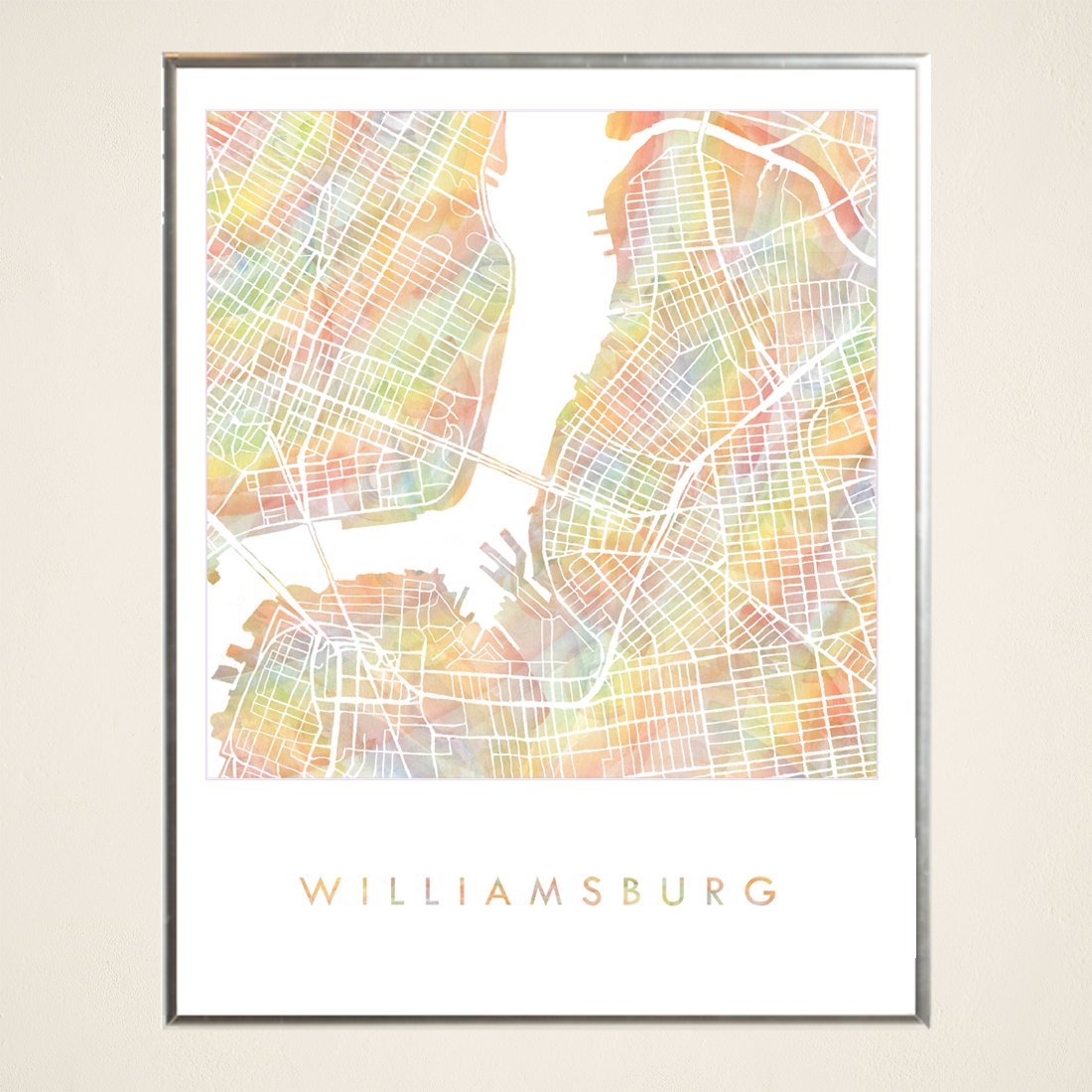 WILLIAMSBURG Brooklyn Pride Rainbow Watercolor Map: PRINT