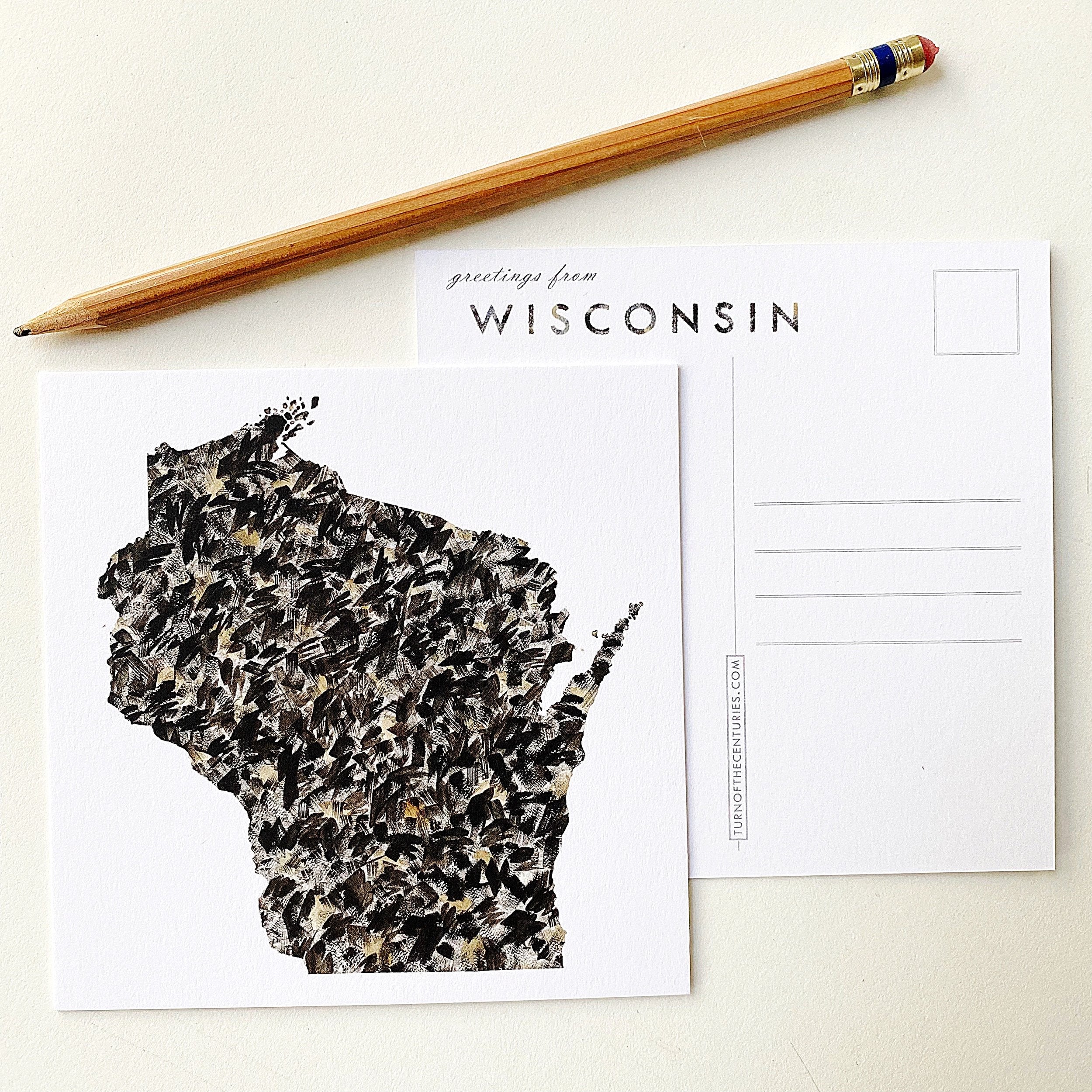 WISCONSIN State Map Postcard