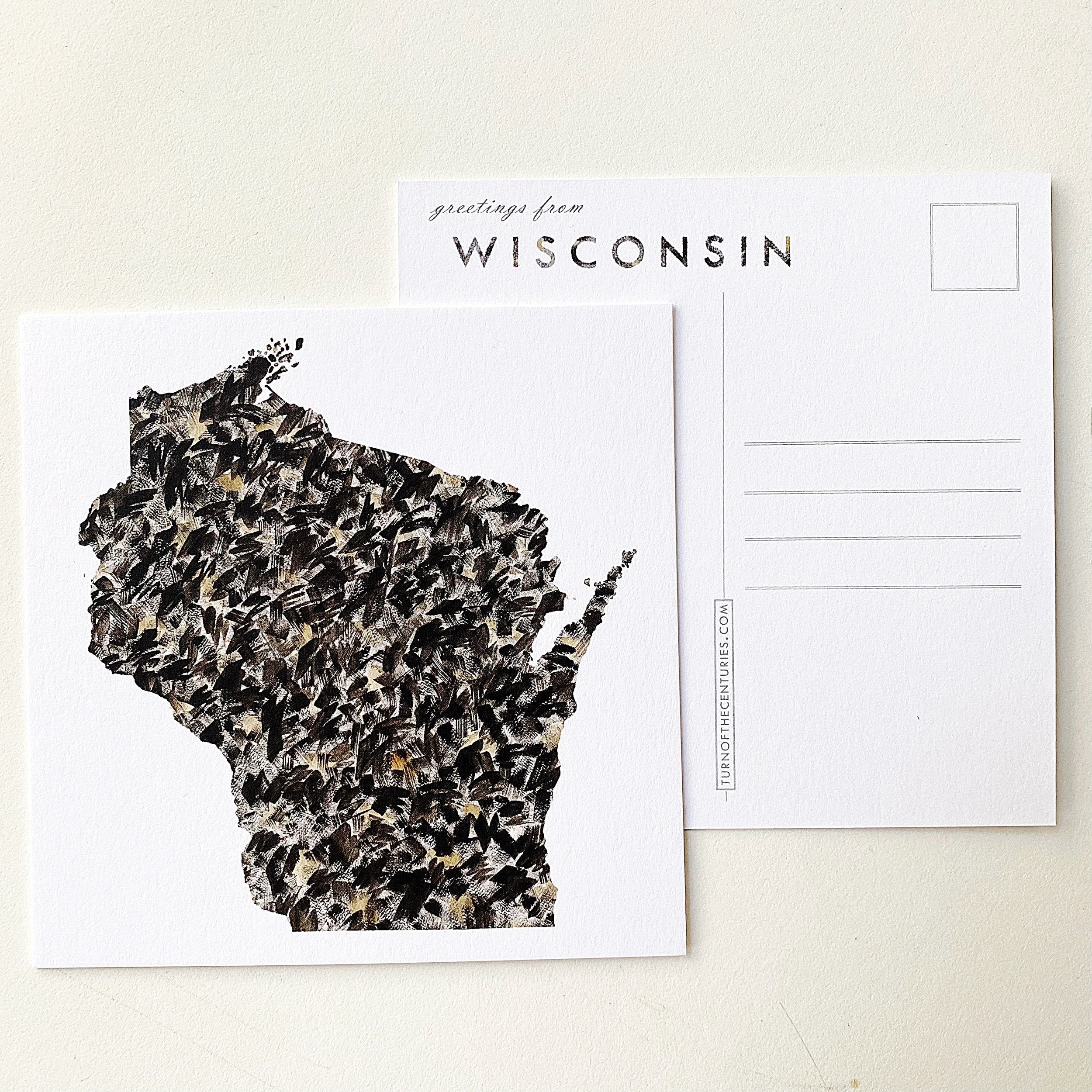 WISCONSIN State Map Postcard