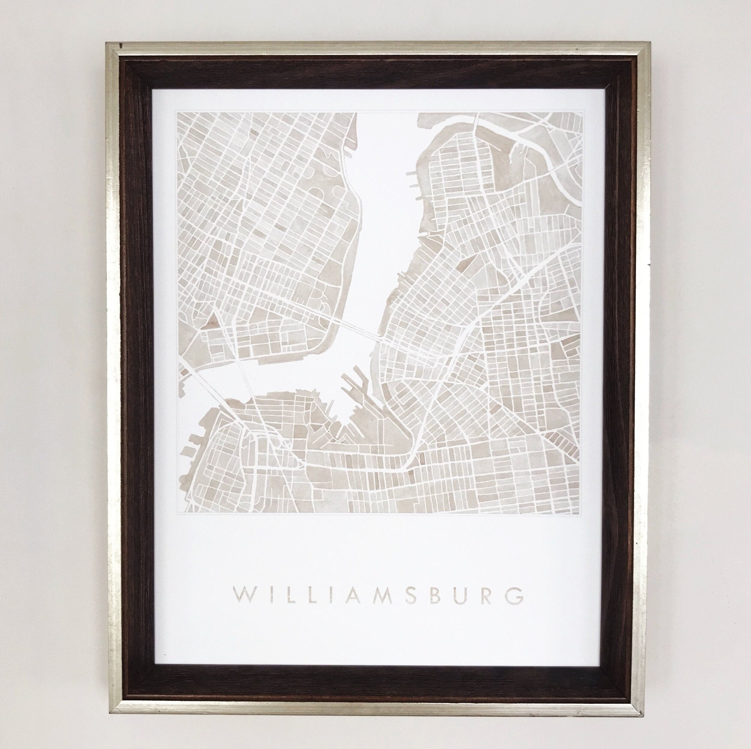 WILLIAMSBURG Greenpoint BROOKLYN Watercolor City Blocks Map: PRINT
