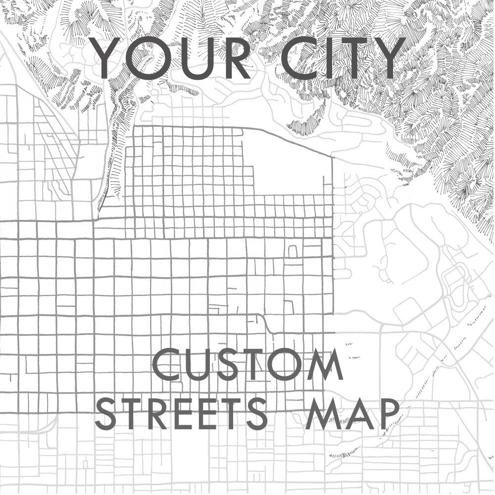 CUSTOM City Lines Map Drawing: PRINT (Commission)