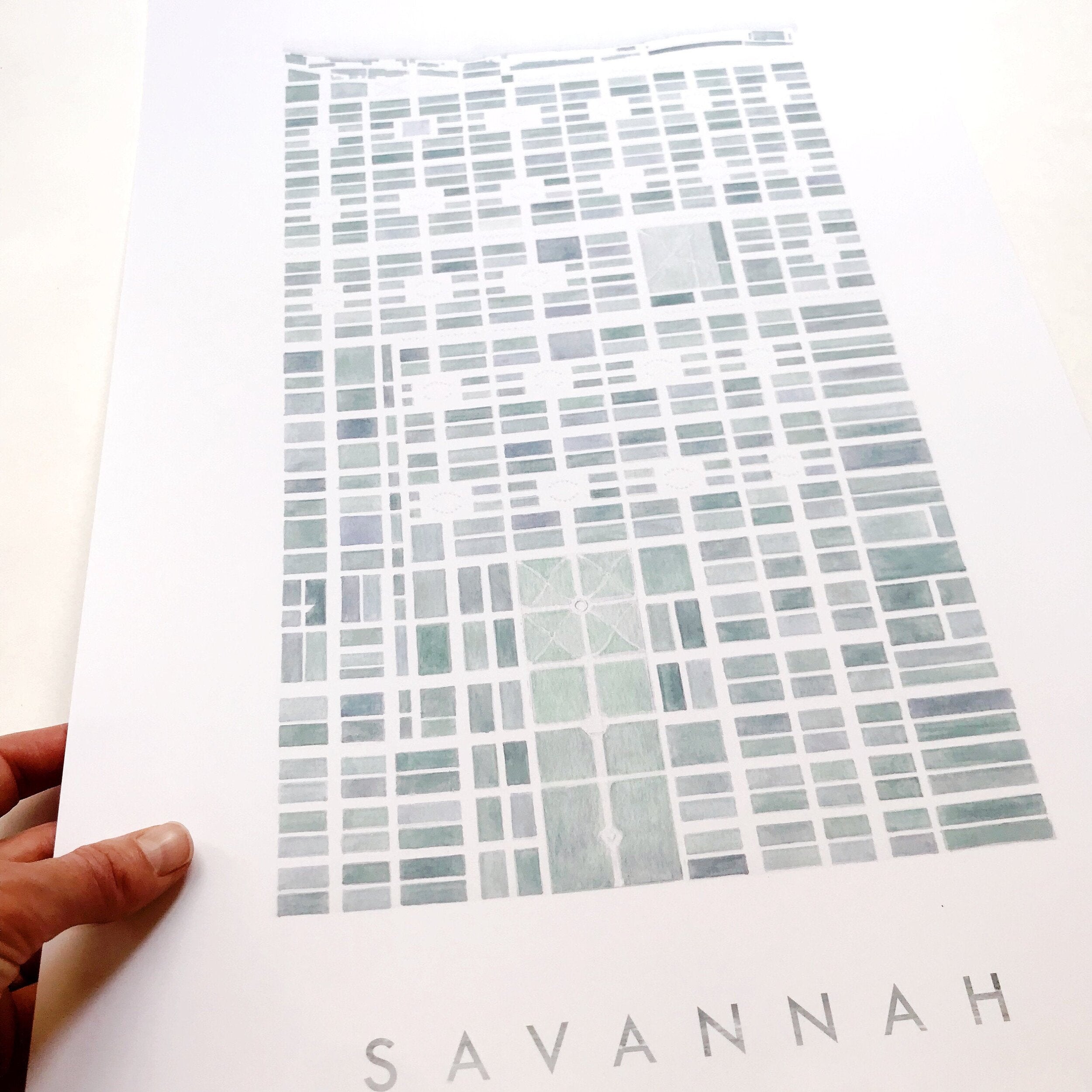 SAVANNAH Watercolor City Blocks Map: PRINT
