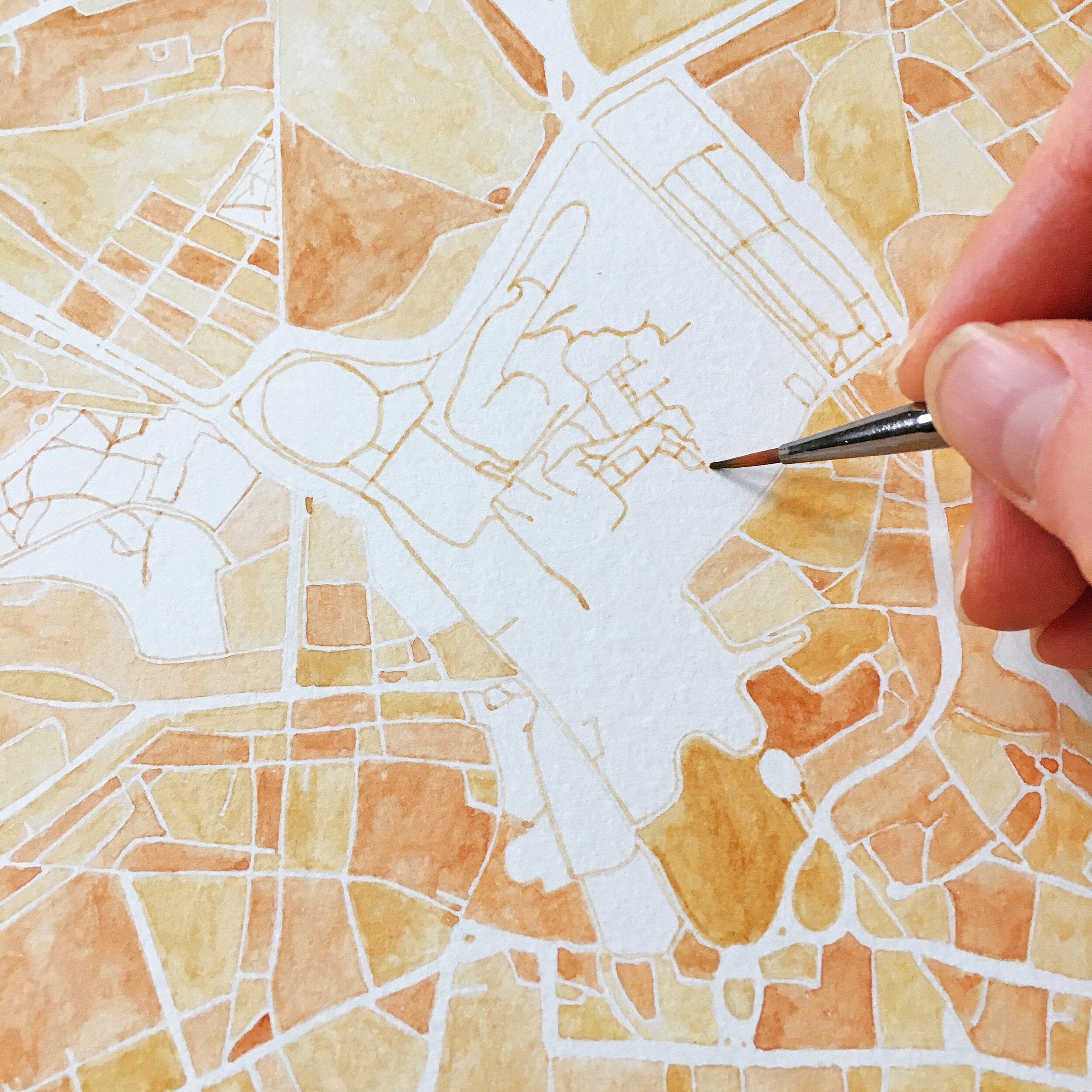 ROMA Watercolor City Blocks Map: ORIGINAL PAINTING