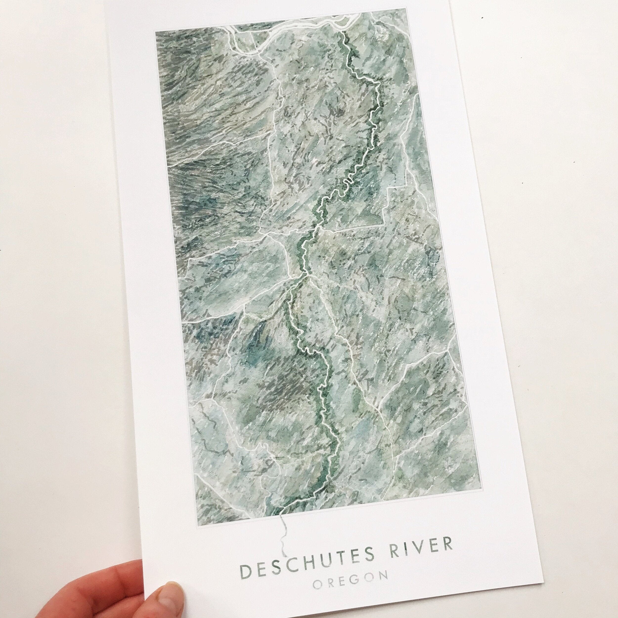 DESCHUTES RIVER Oregon Topographic Watercolor Map: PRINT