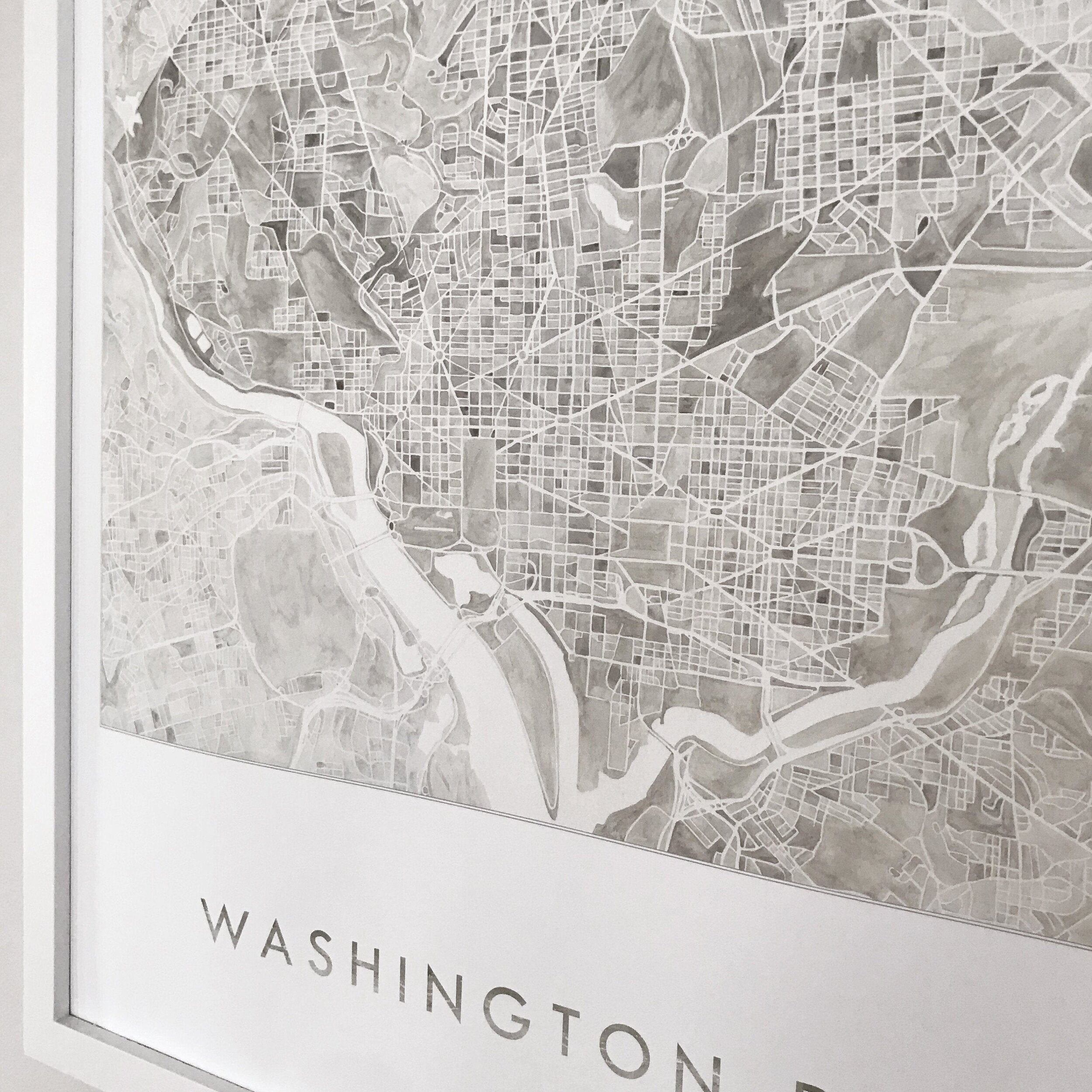 WASHINGTON DC Watercolor City Blocks Map: PRINT