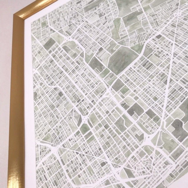 DETROIT Watercolor City Blocks Map: PRINT