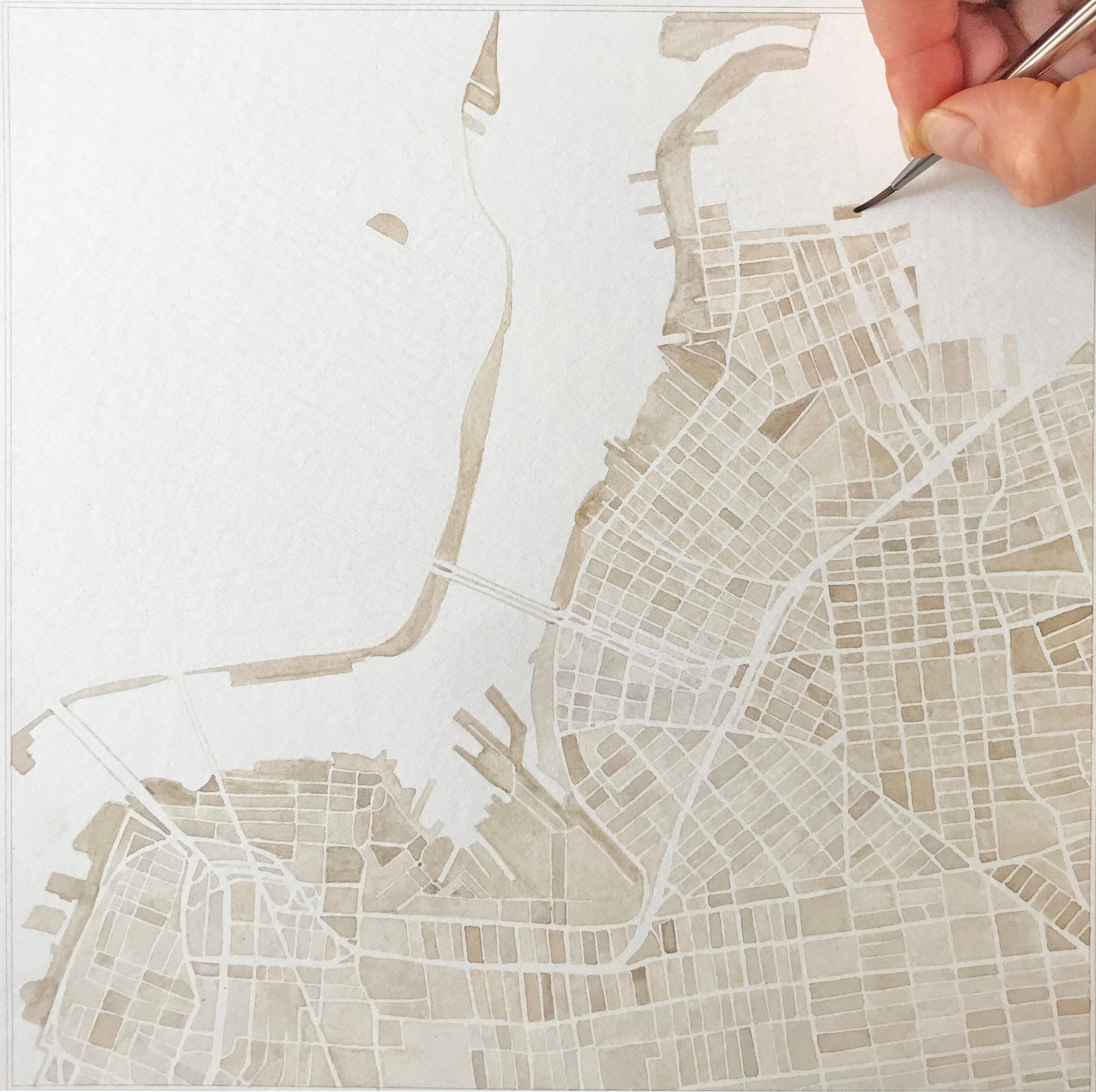 WILLIAMSBURG Greenpoint BROOKLYN Watercolor City Blocks Map: PRINT