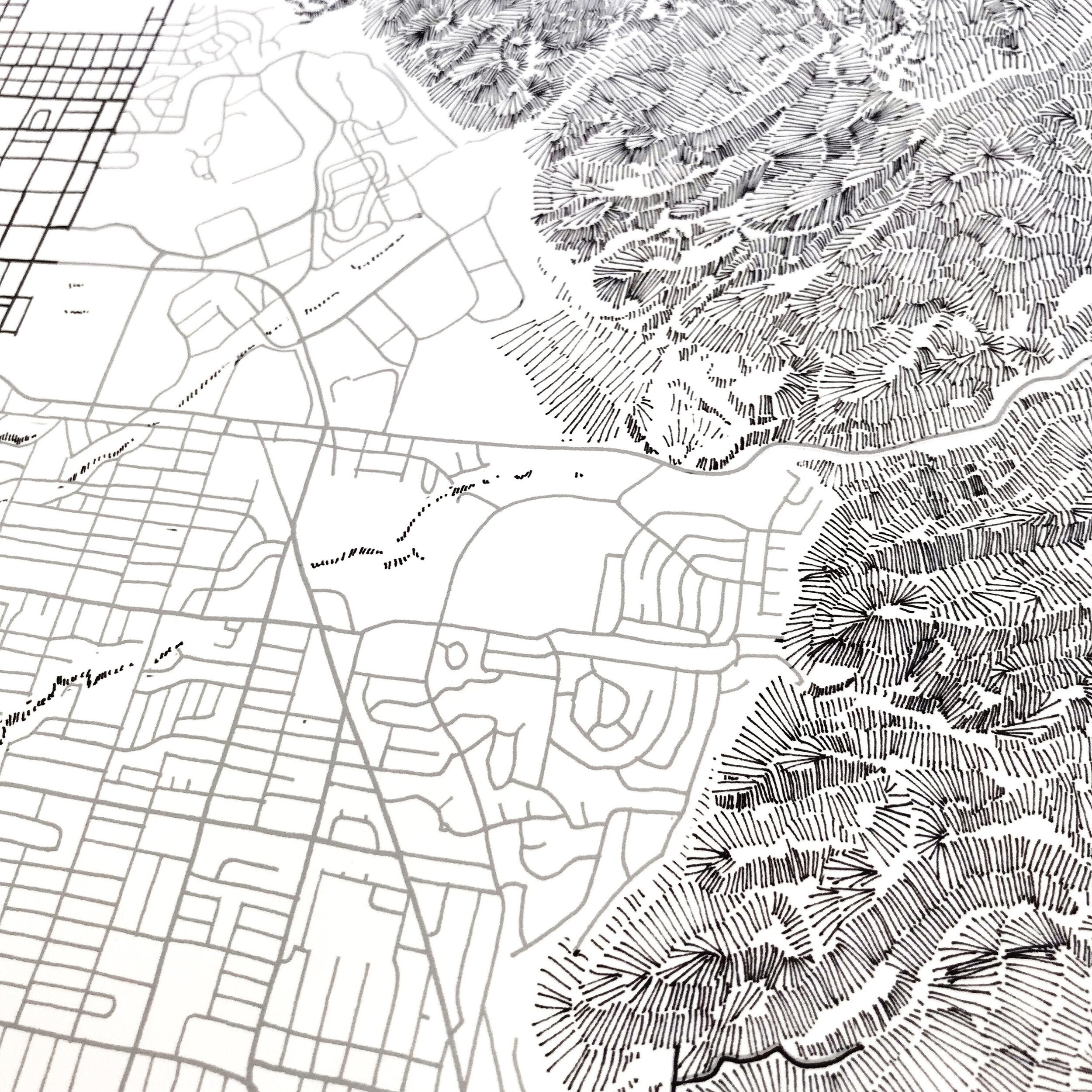 SALT LAKE CITY Cit Lines Map + Topographic Drawing: PRINT