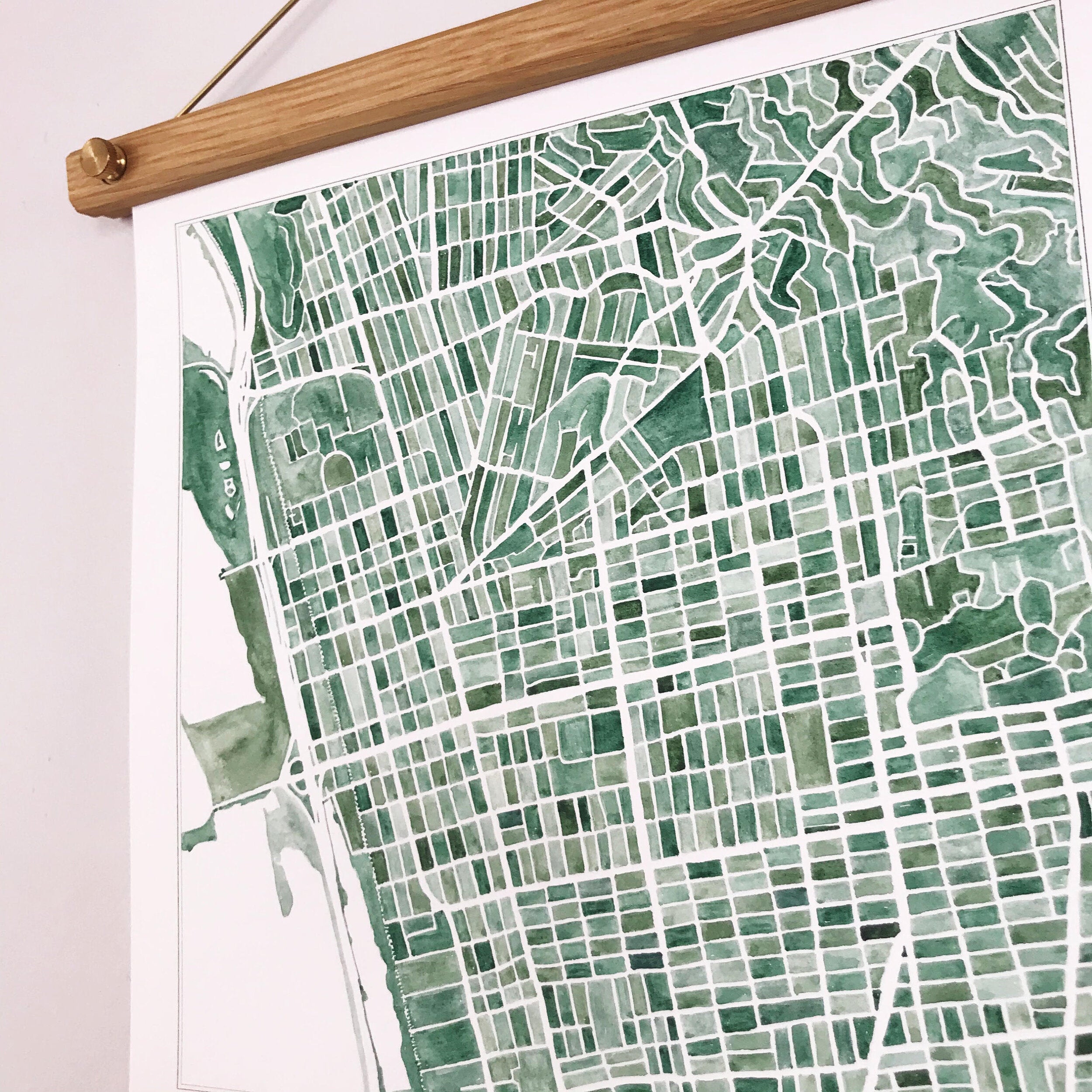 10" x 10" Custom Watercolor City Blocks Map: ORIGINAL PAINTING (Commission)