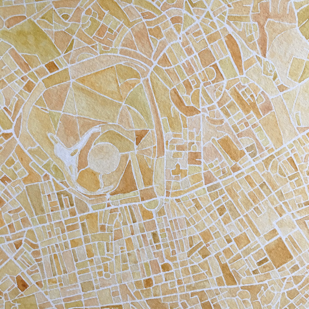 LONDON Watercolor City Blocks Map: ORIGINAL PAINTING