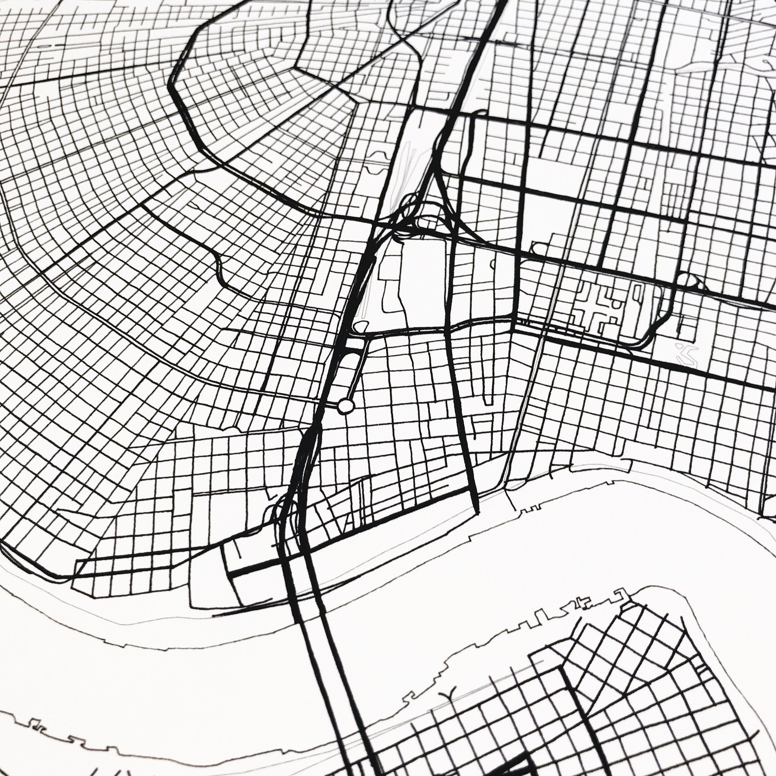 NEW ORLEANS City Lines Map: PRINT