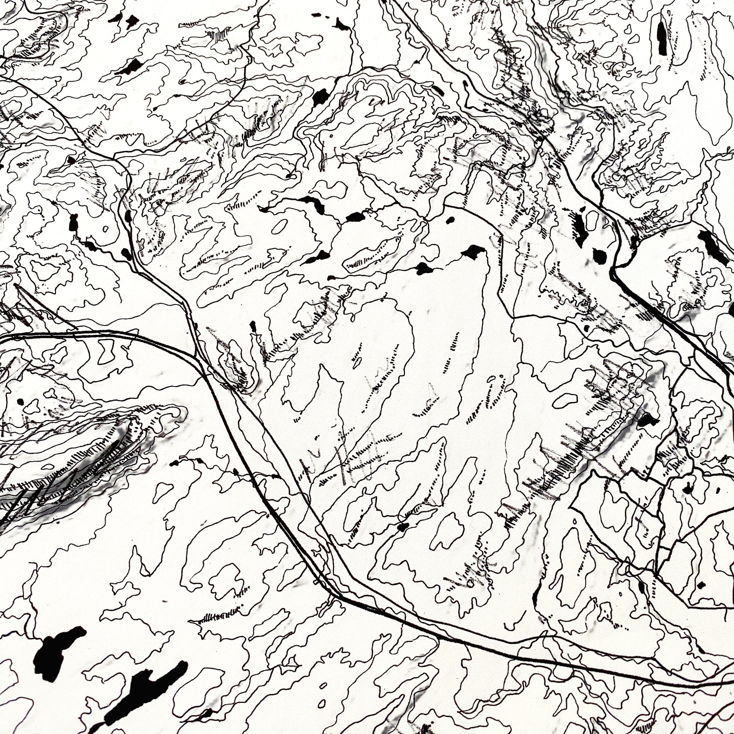 POCONOS Mountains Topographical Map Drawing: PRINT