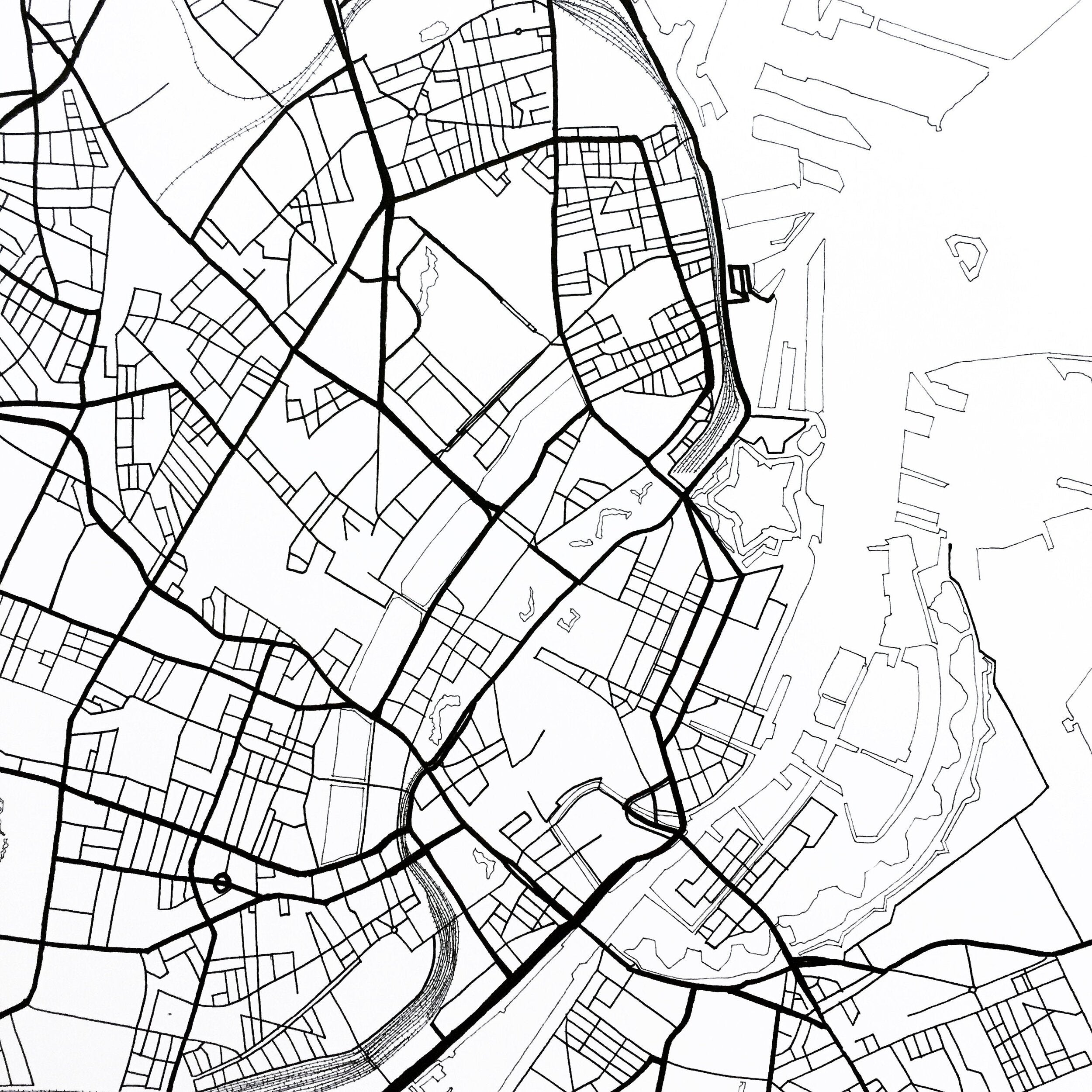 COPENHAGEN City Lines Map: PRINT