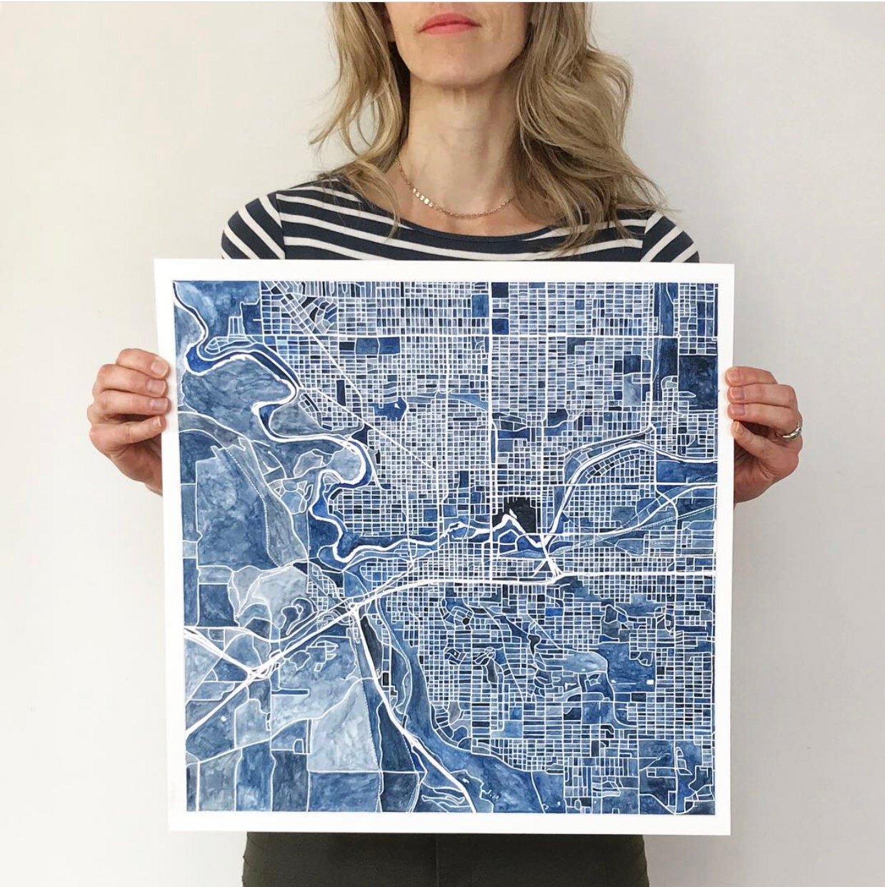 SPOKANE Watercolor City Blocks Map: ORIGINAL (Commission)