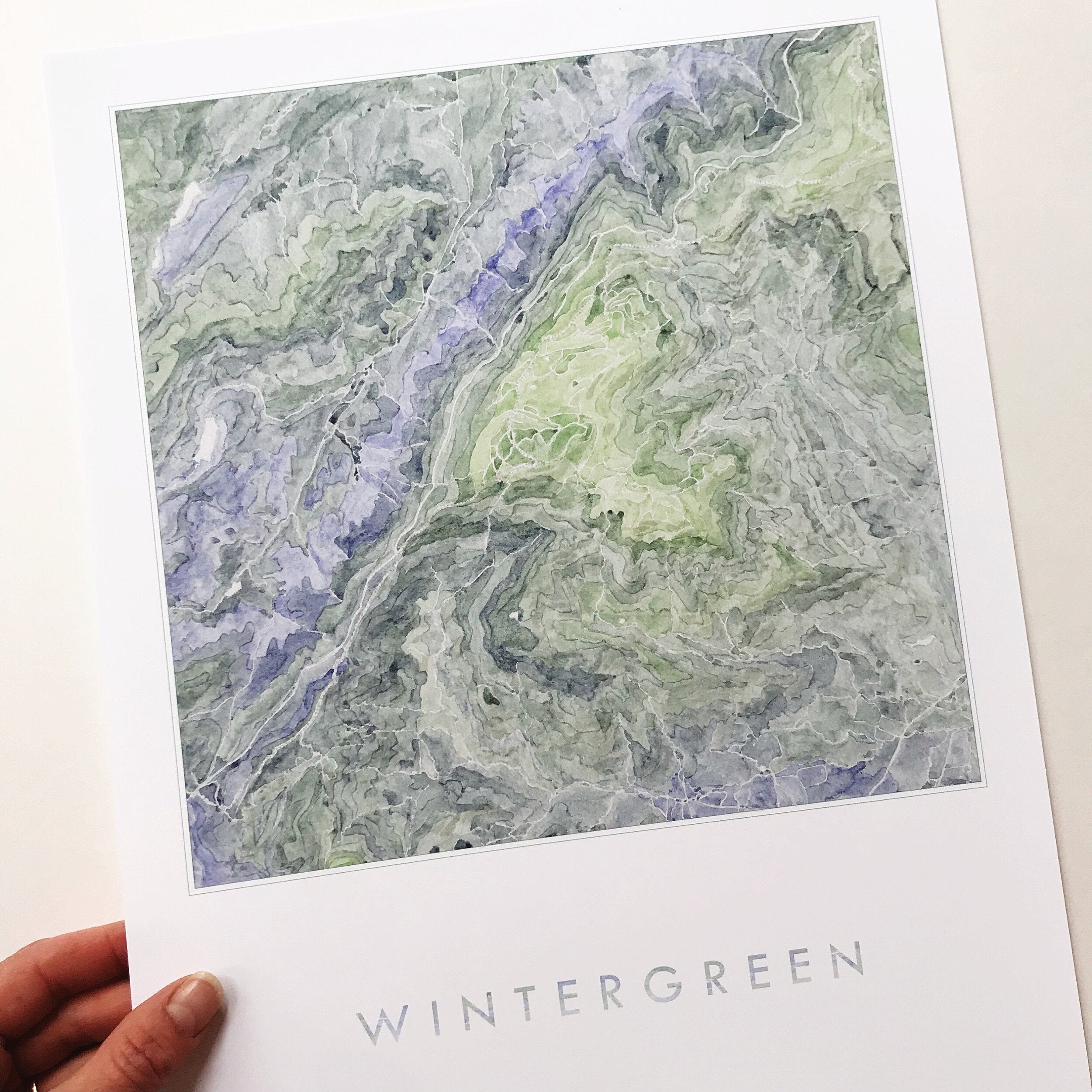 BLUE RIDGE Wintergreen Virginia Topographic Watercolor Map: PRINT