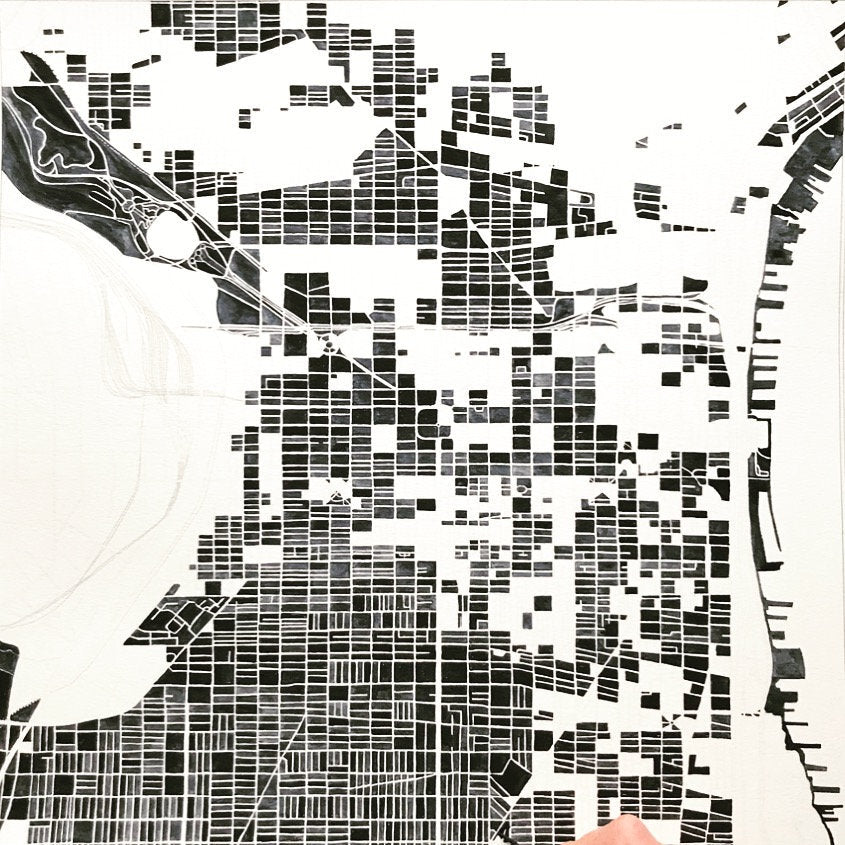 PHILADELPHIA Watercolor City Blocks Map: ORIGINAL PAINTING (Discounted)