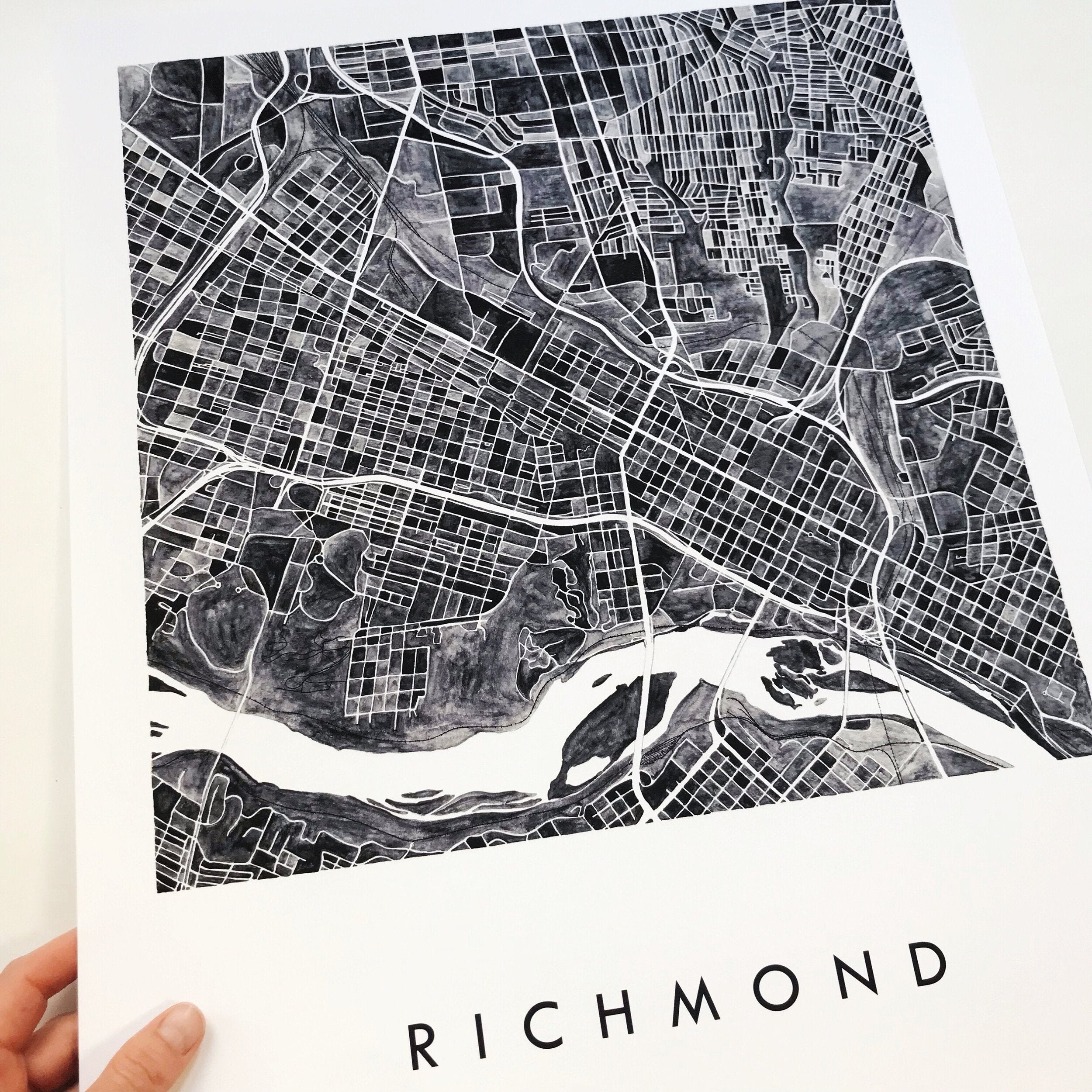 RICHMOND Watercolor City Blocks Map: PRINT