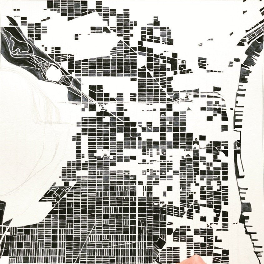 PHILADELPHIA Watercolor City Blocks Map: ORIGINAL PAINTING (Commission)
